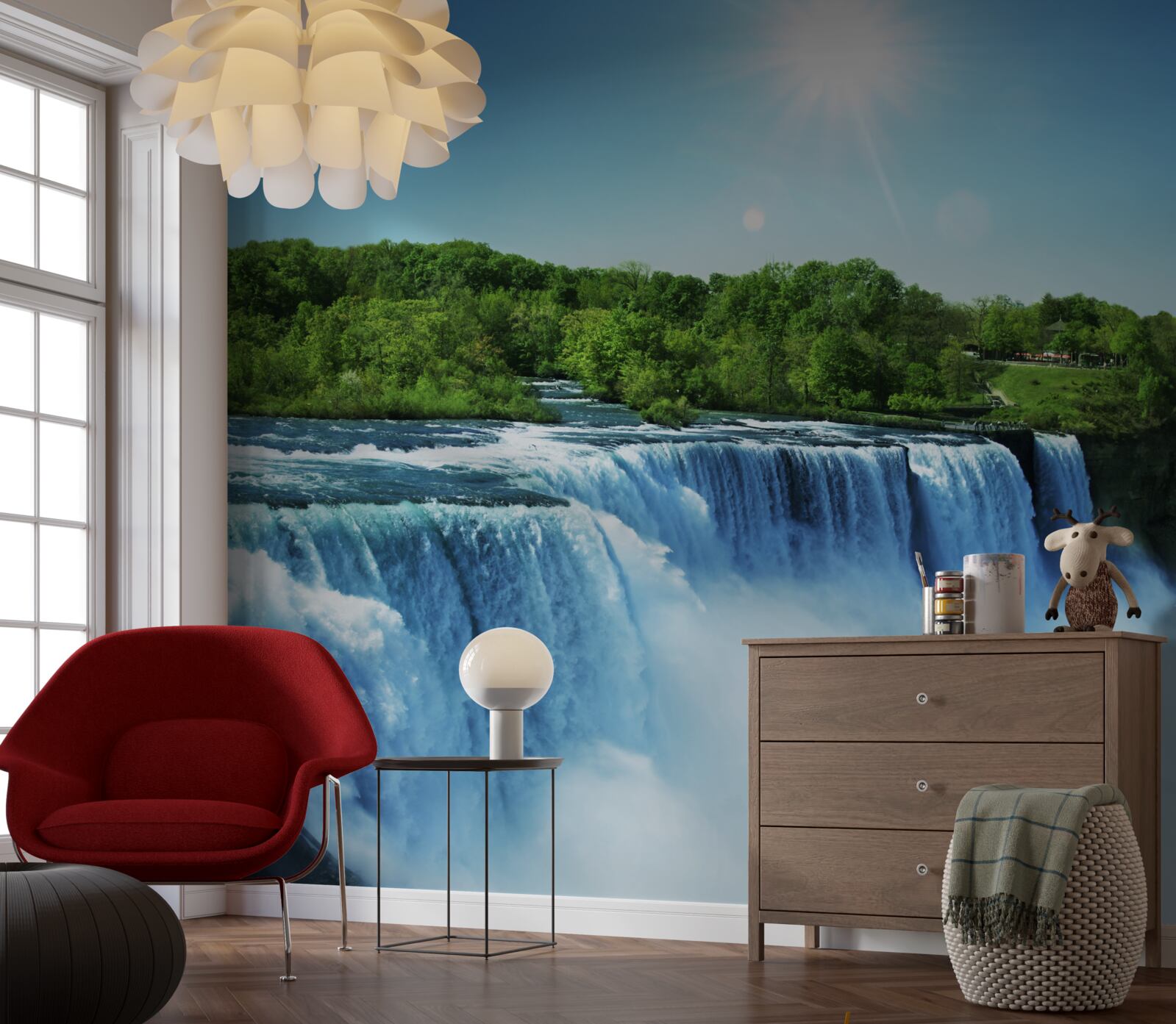 Fotobehang de kracht van een snel vallende grote waterval