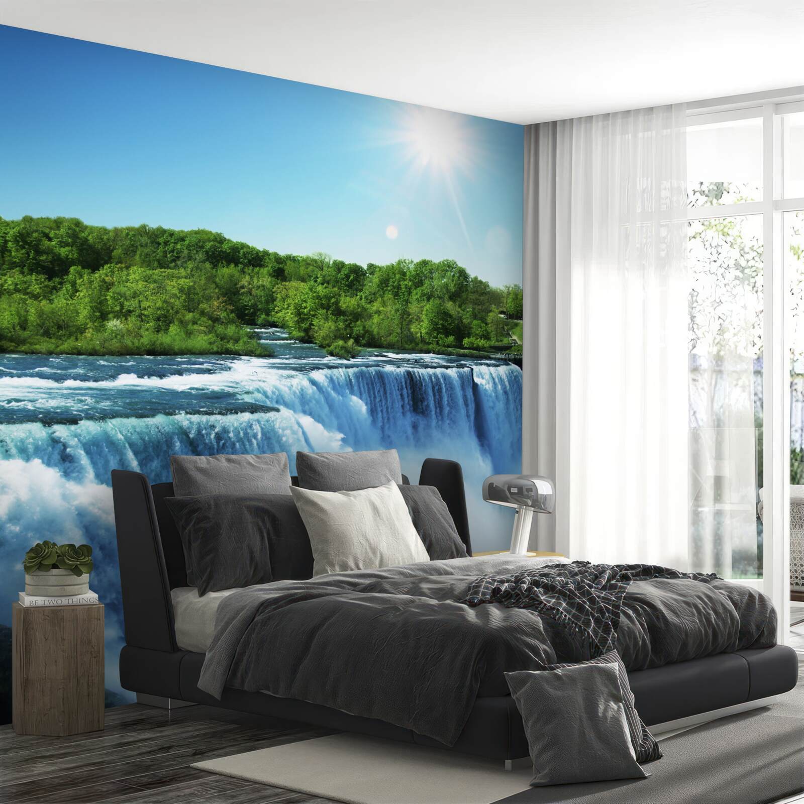 Fotobehang de kracht van een snel vallende grote waterval