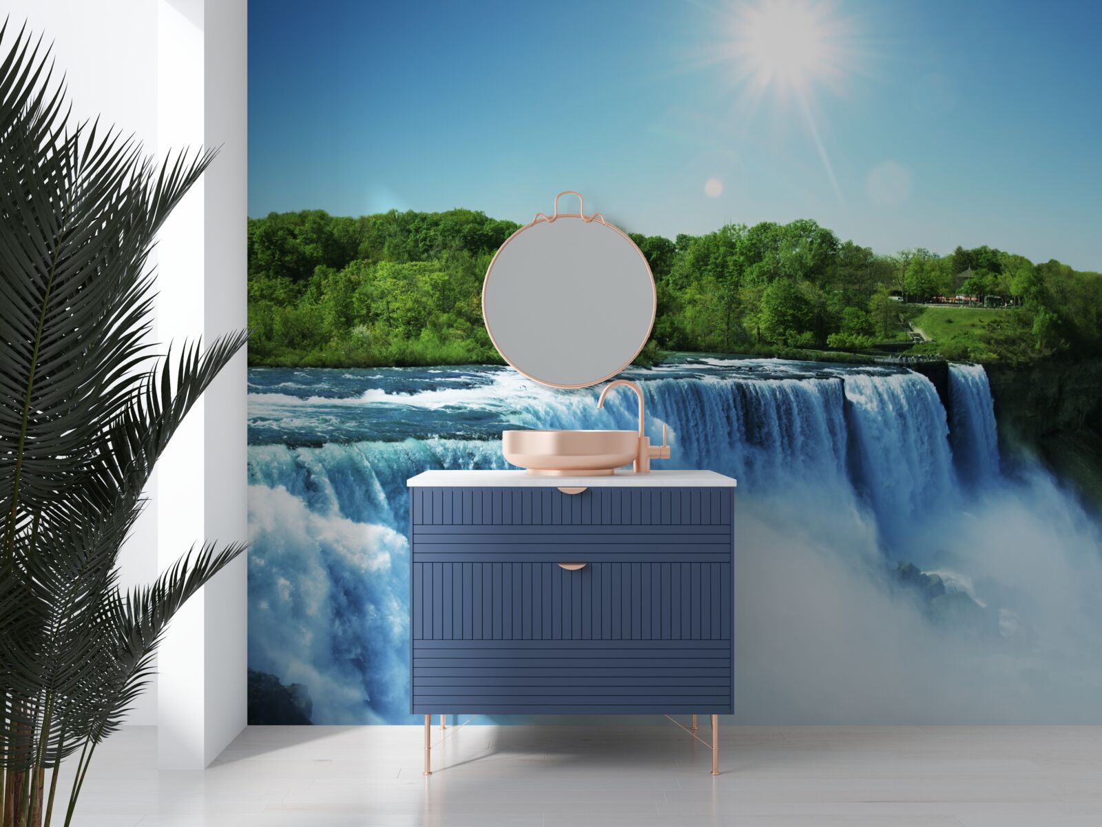 Fotobehang de kracht van een snel vallende grote waterval