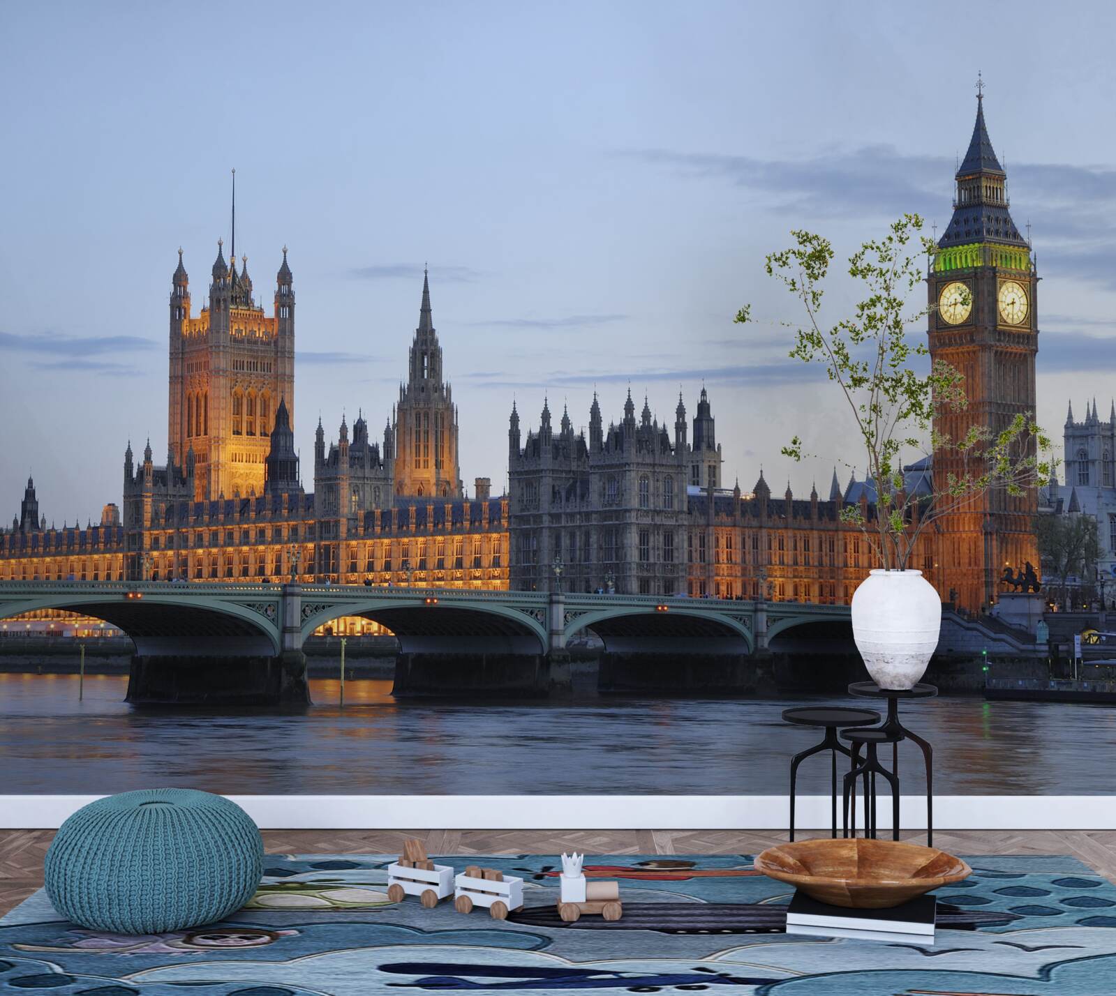 Fotobehang big ben en parlement verlicht door lichten