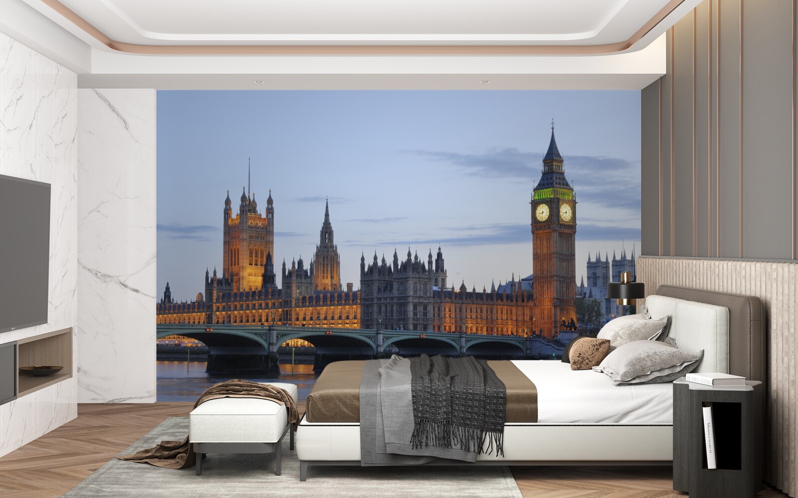 Fotobehang big ben en parlement verlicht door lichten
