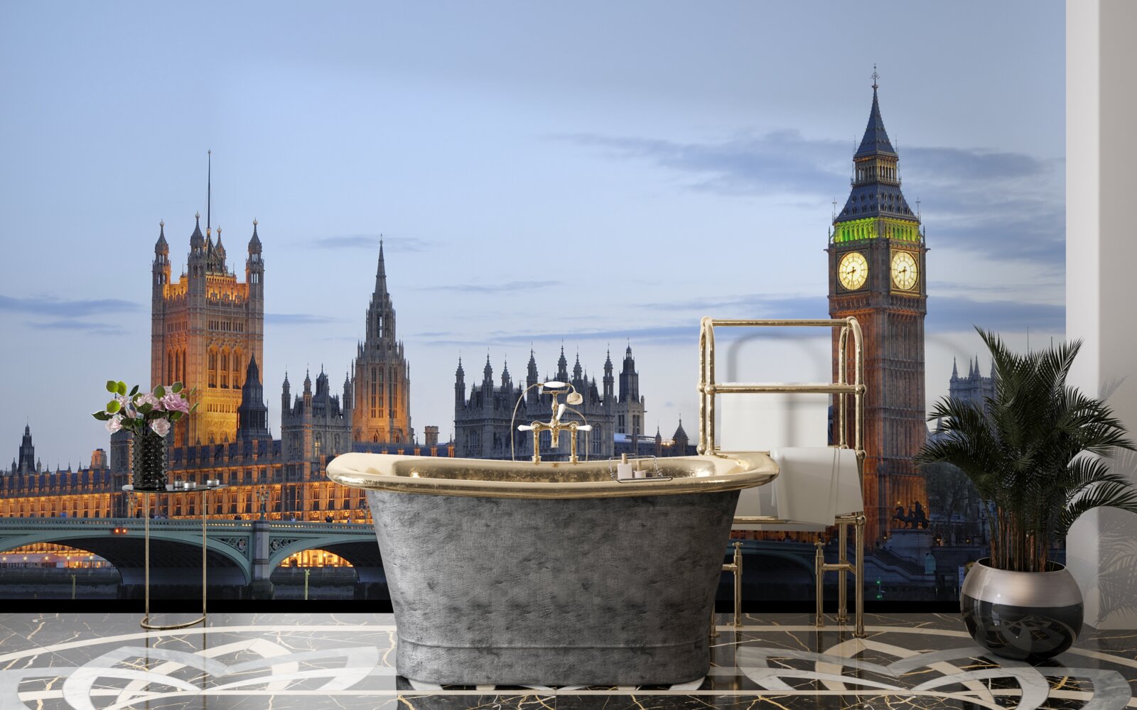 Fotobehang big ben en parlement verlicht door lichten