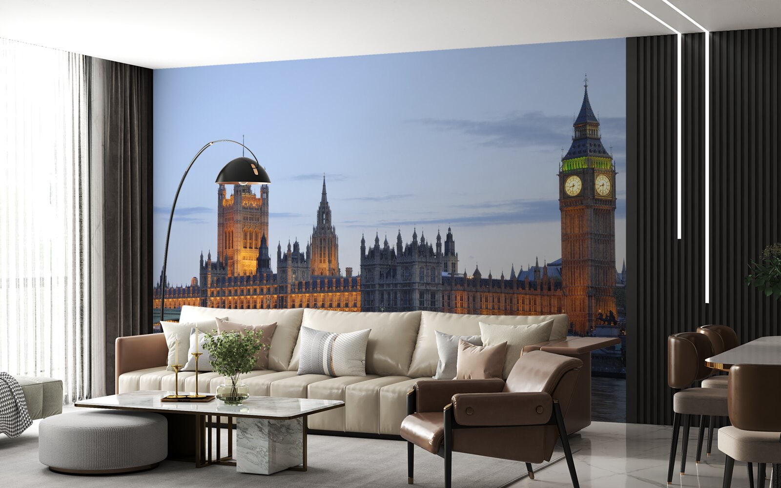 Fotobehang big ben en parlement verlicht door lichten