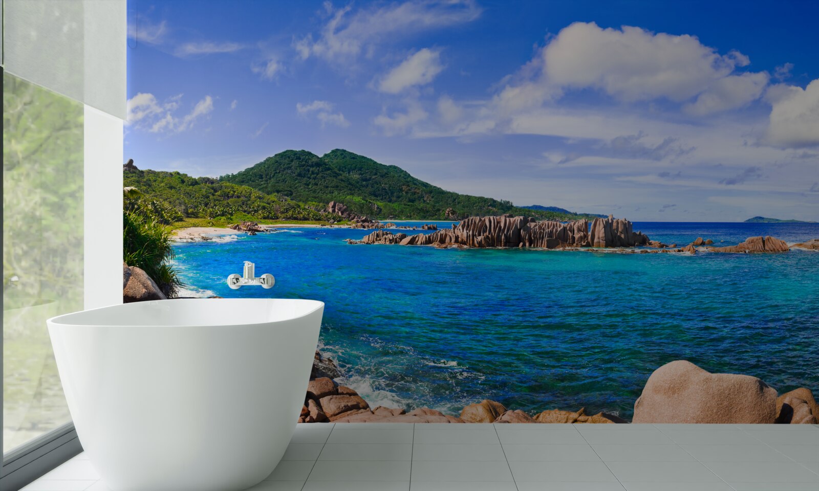 Fotobehang smaragdgroene eilanden en blauwe oceaan