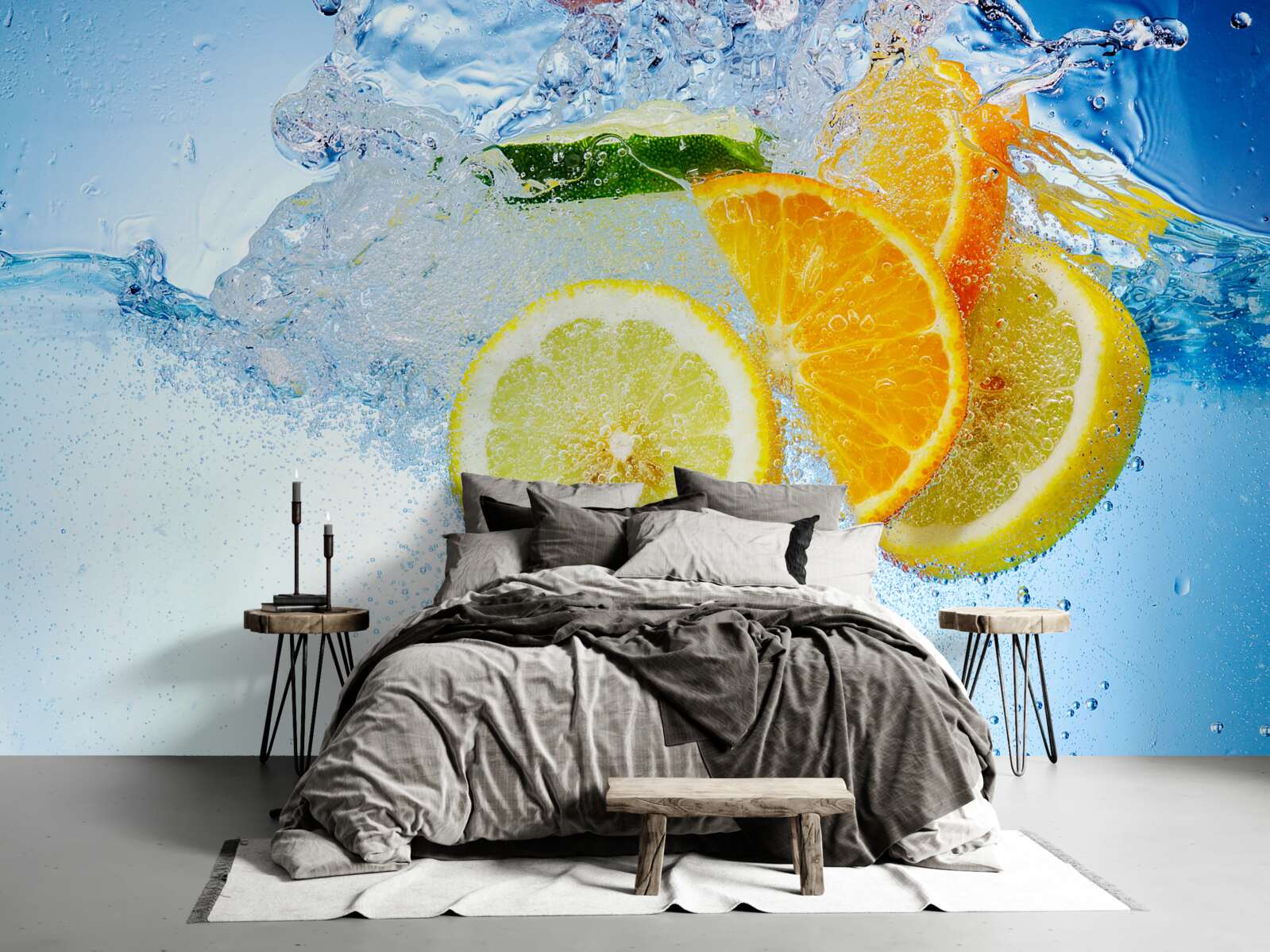 Fotobehang rijpe citrusvruchten in water