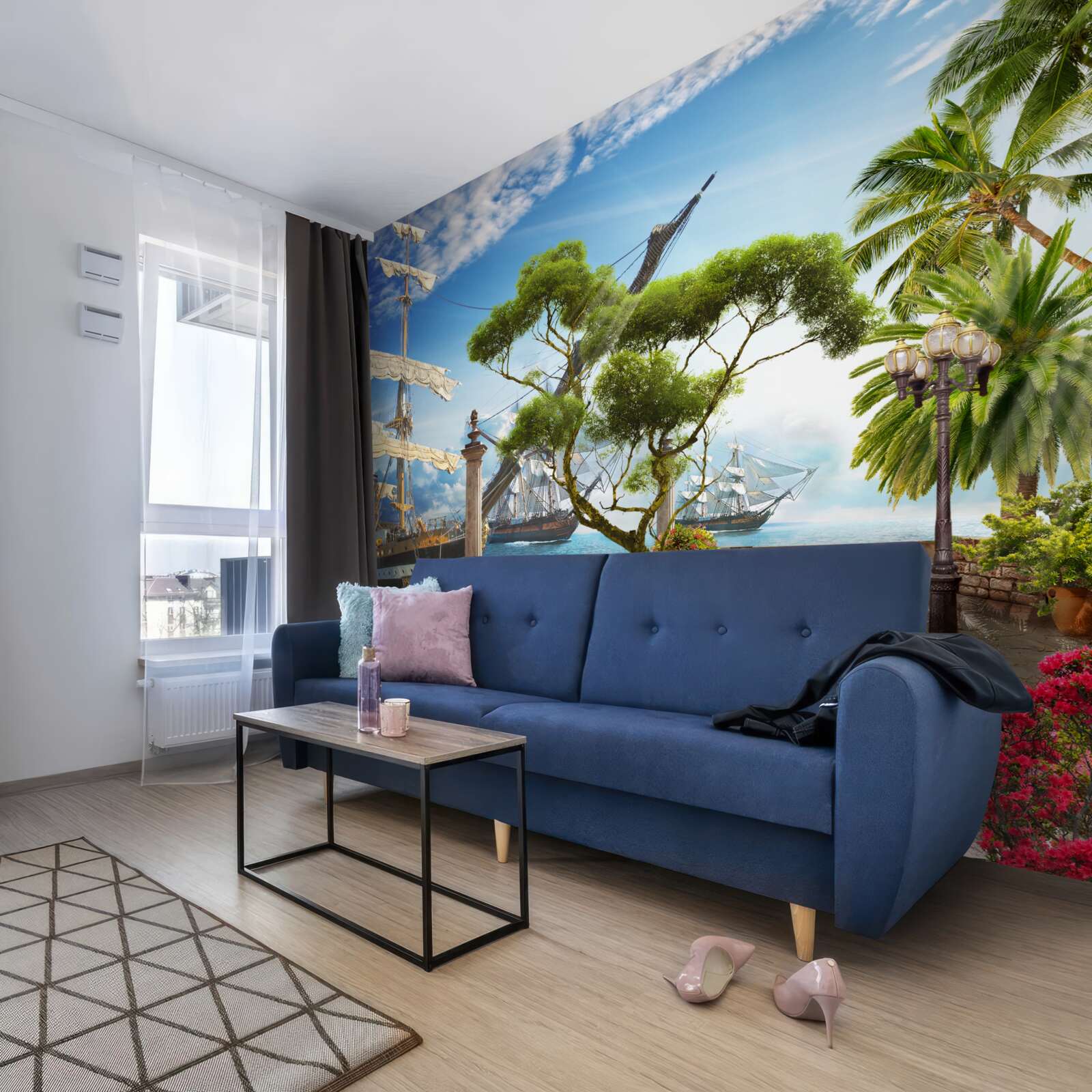 Fotobehang pad naar de rivier en promenade