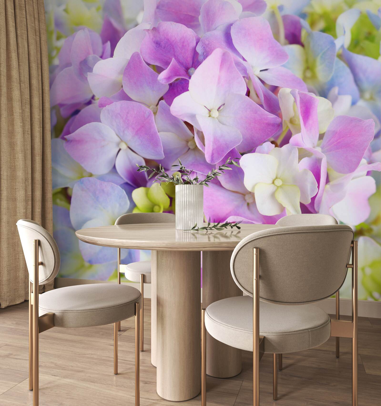 Fotobehang boeket van rijke hortensia's