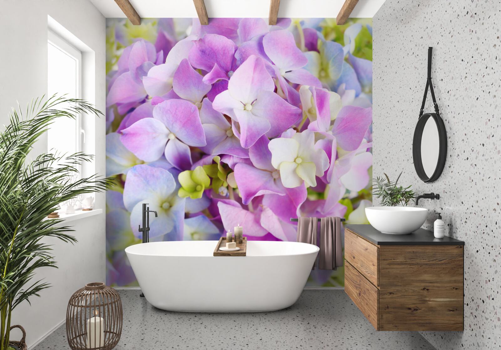 Fotobehang boeket van rijke hortensia's