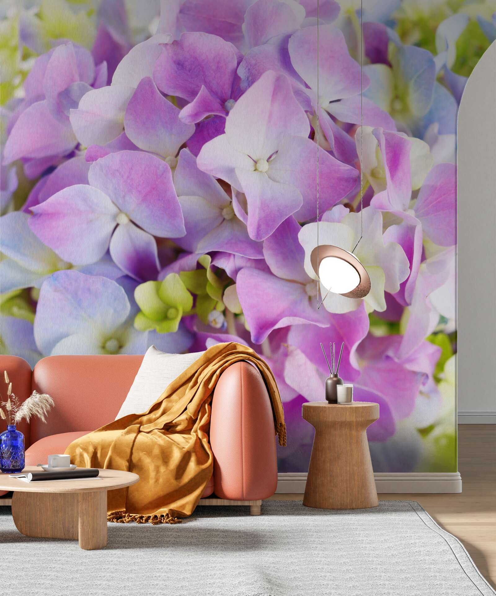 Fotobehang boeket van rijke hortensia's