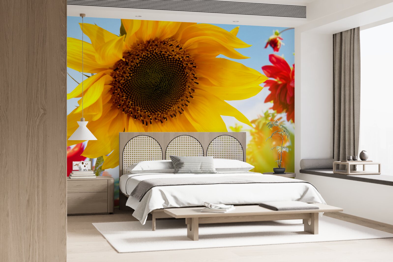 Fotobehang een zonnige zonnebloem op een zonnige dag