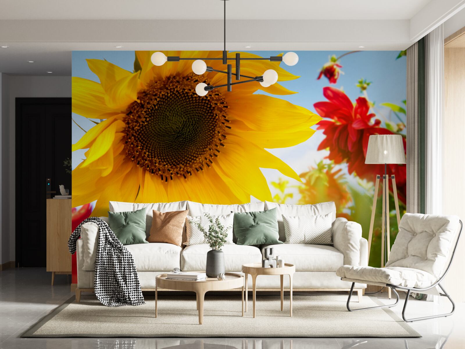 Fotobehang een zonnige zonnebloem op een zonnige dag