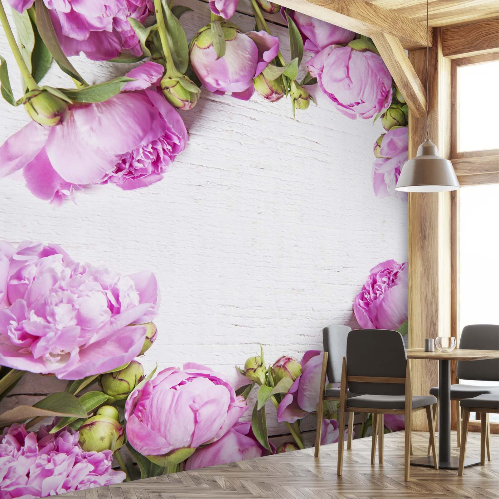 Fotobehang paarse bloemen in de decoratie