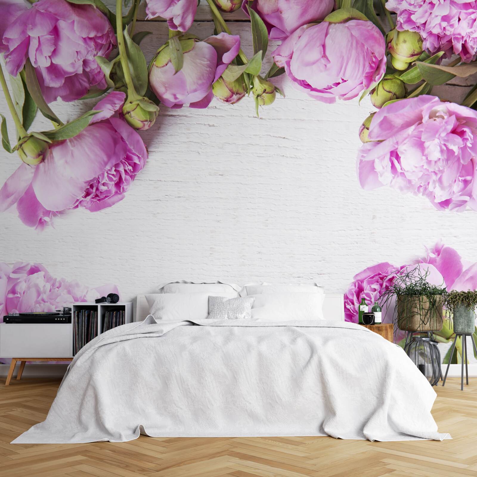 Fotobehang paarse bloemen in de decoratie