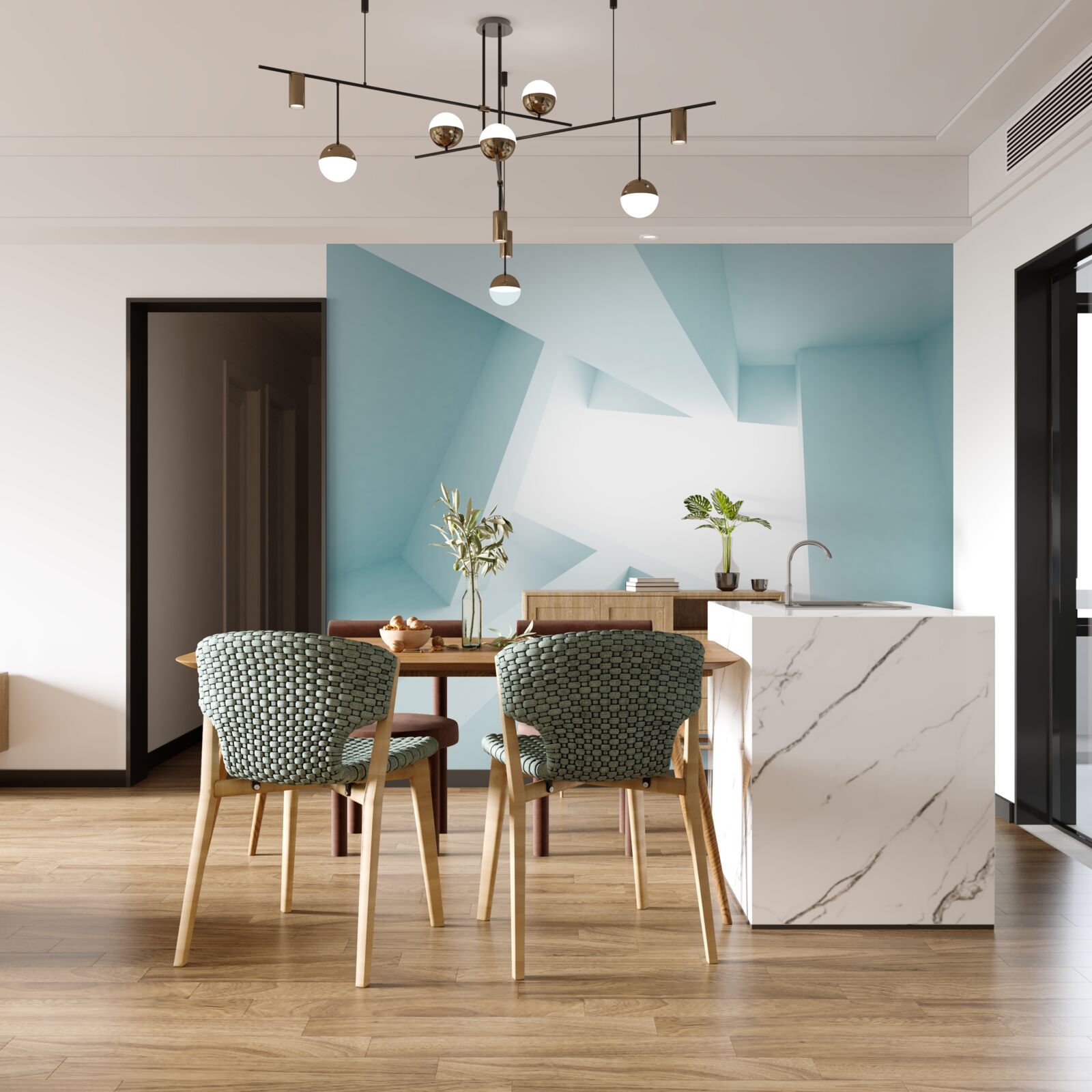 Fotobehang geometrische vormen in de abstracte verte