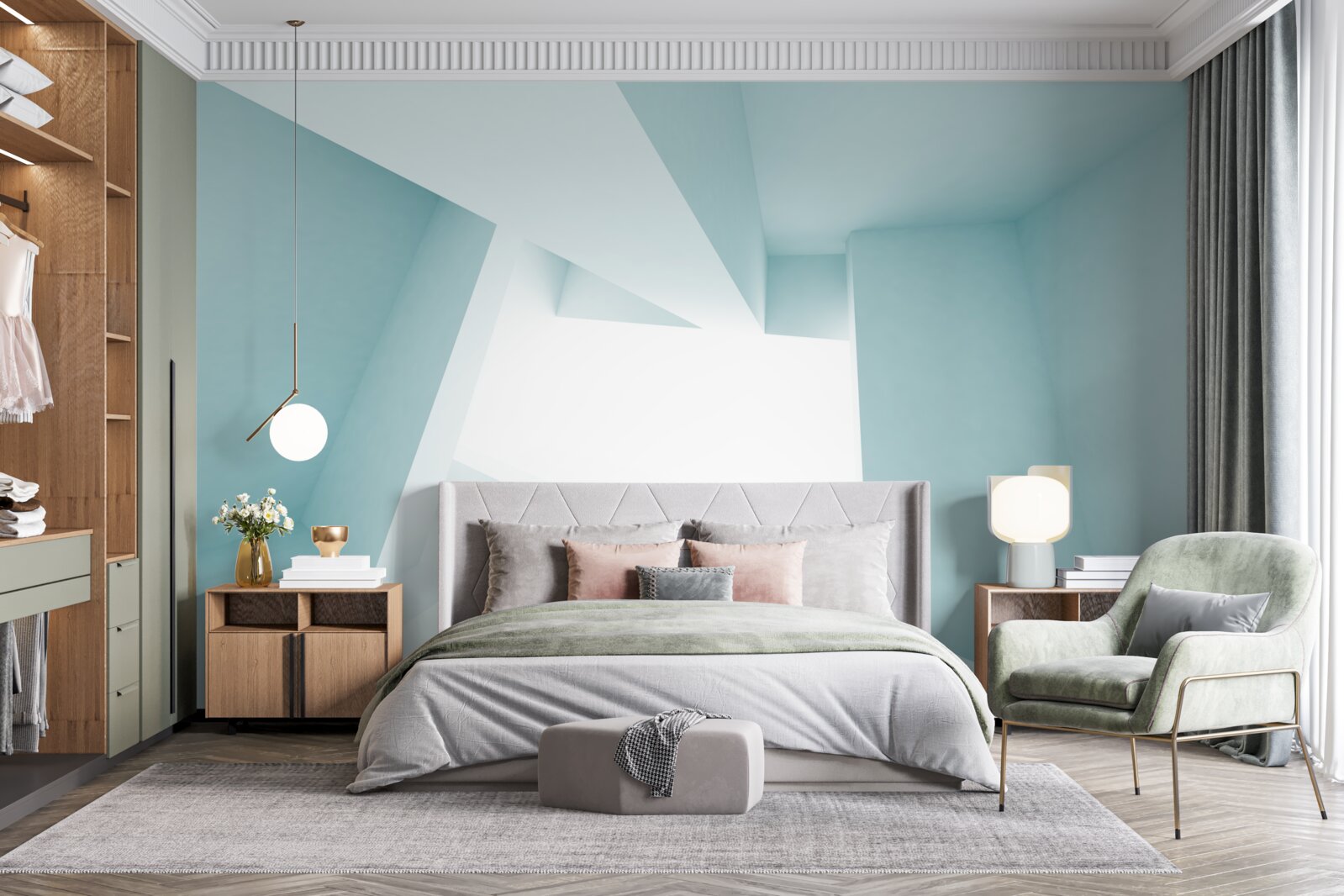 Fotobehang geometrische vormen in de abstracte verte