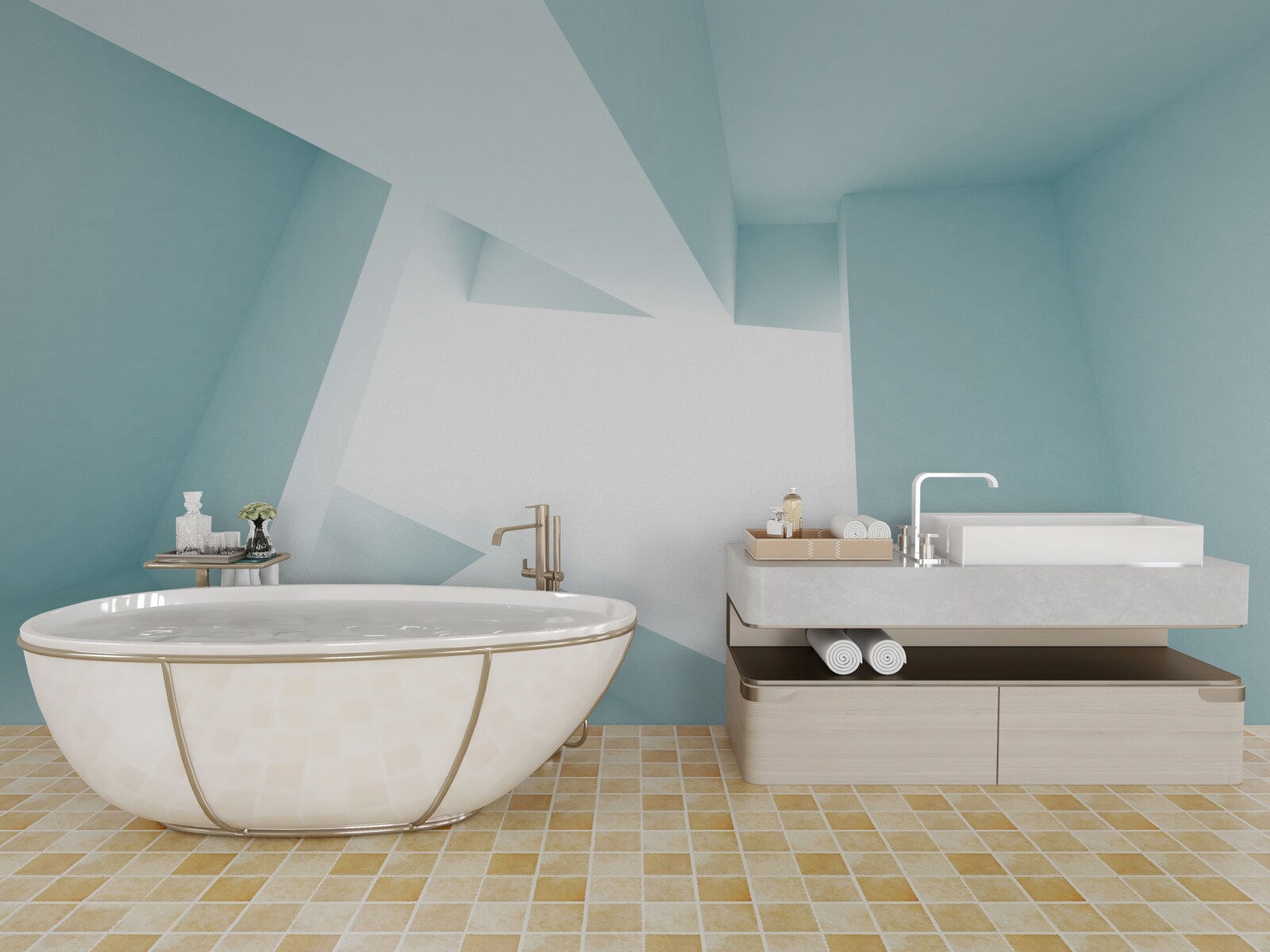 Fotobehang geometrische vormen in de abstracte verte