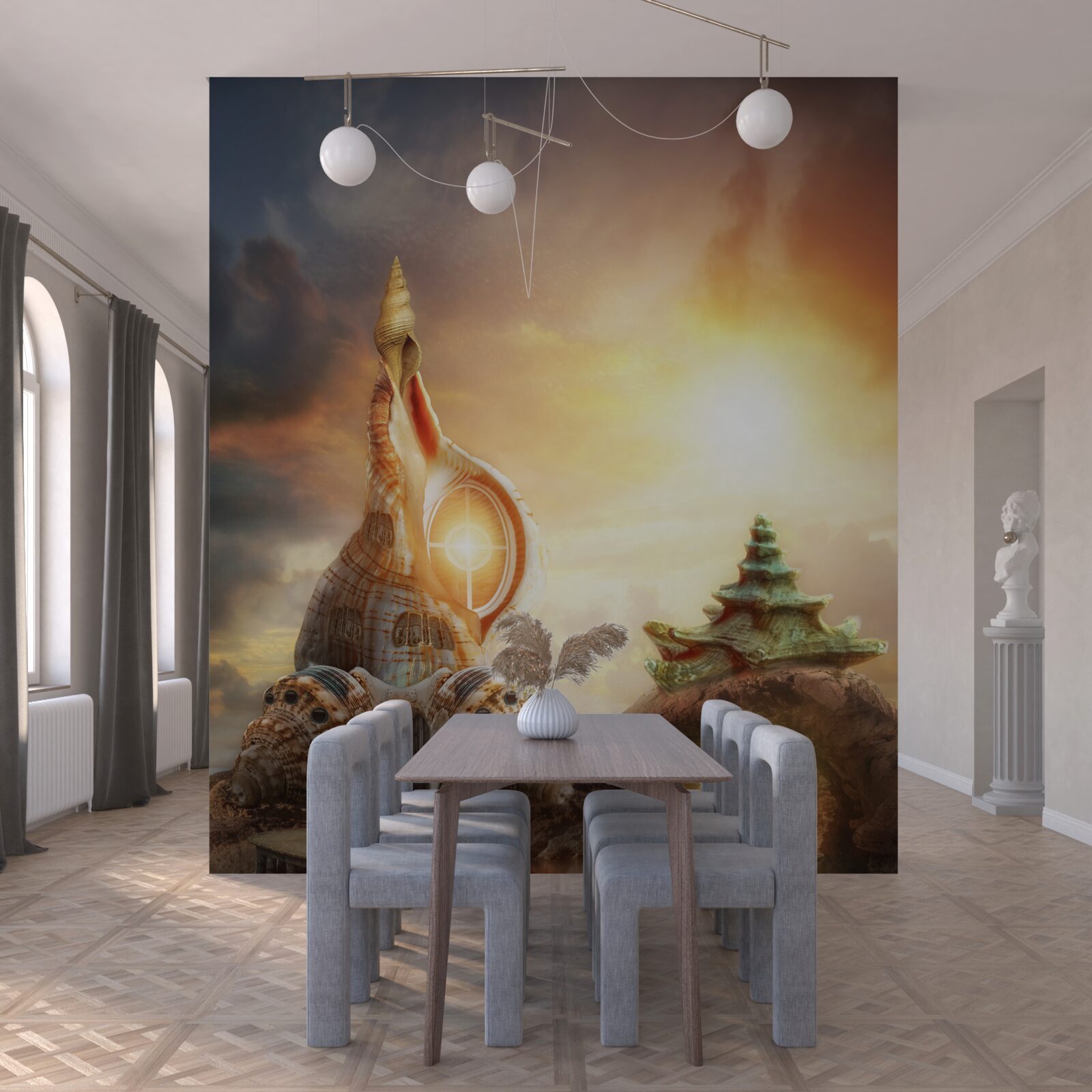 Fotobehang Pad in Japanse stijl langs het water en de kliffen