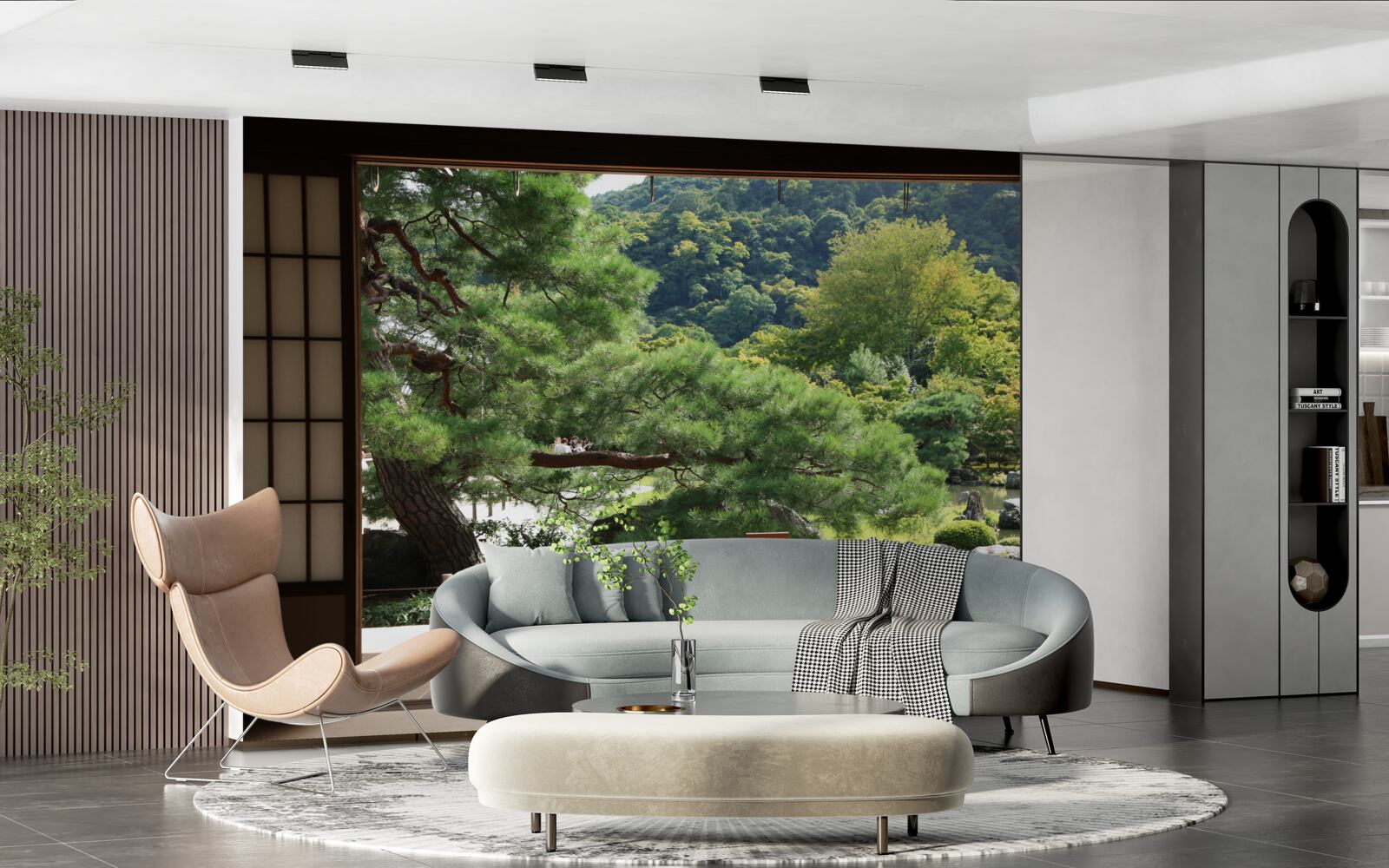 Fotobehang Tuin in Japanse stijl met privéterras