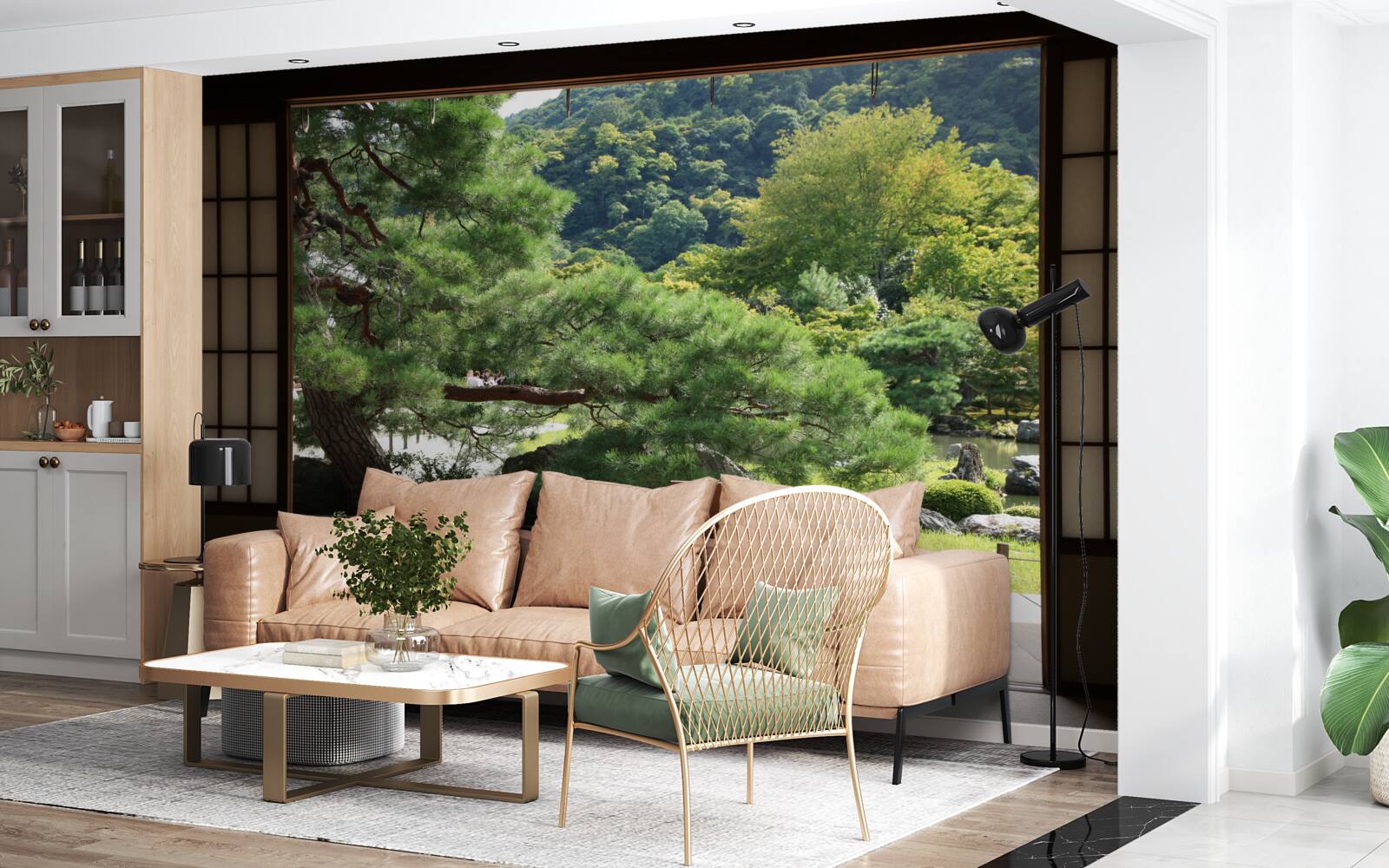 Fotobehang Tuin in Japanse stijl met privéterras