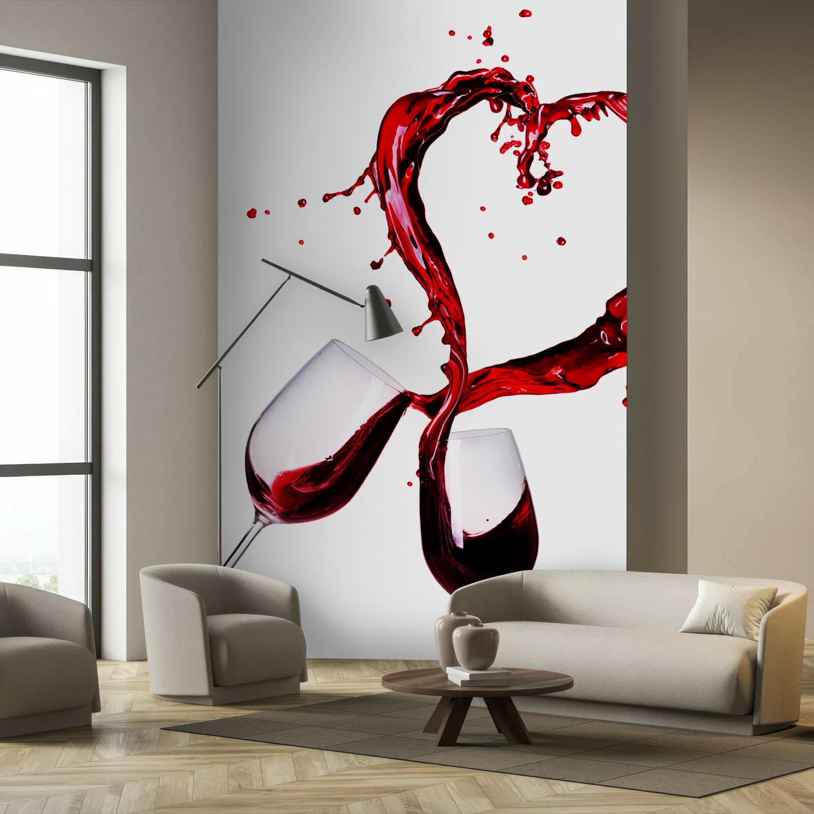 Fotobehang glazen met wijn en harticoon