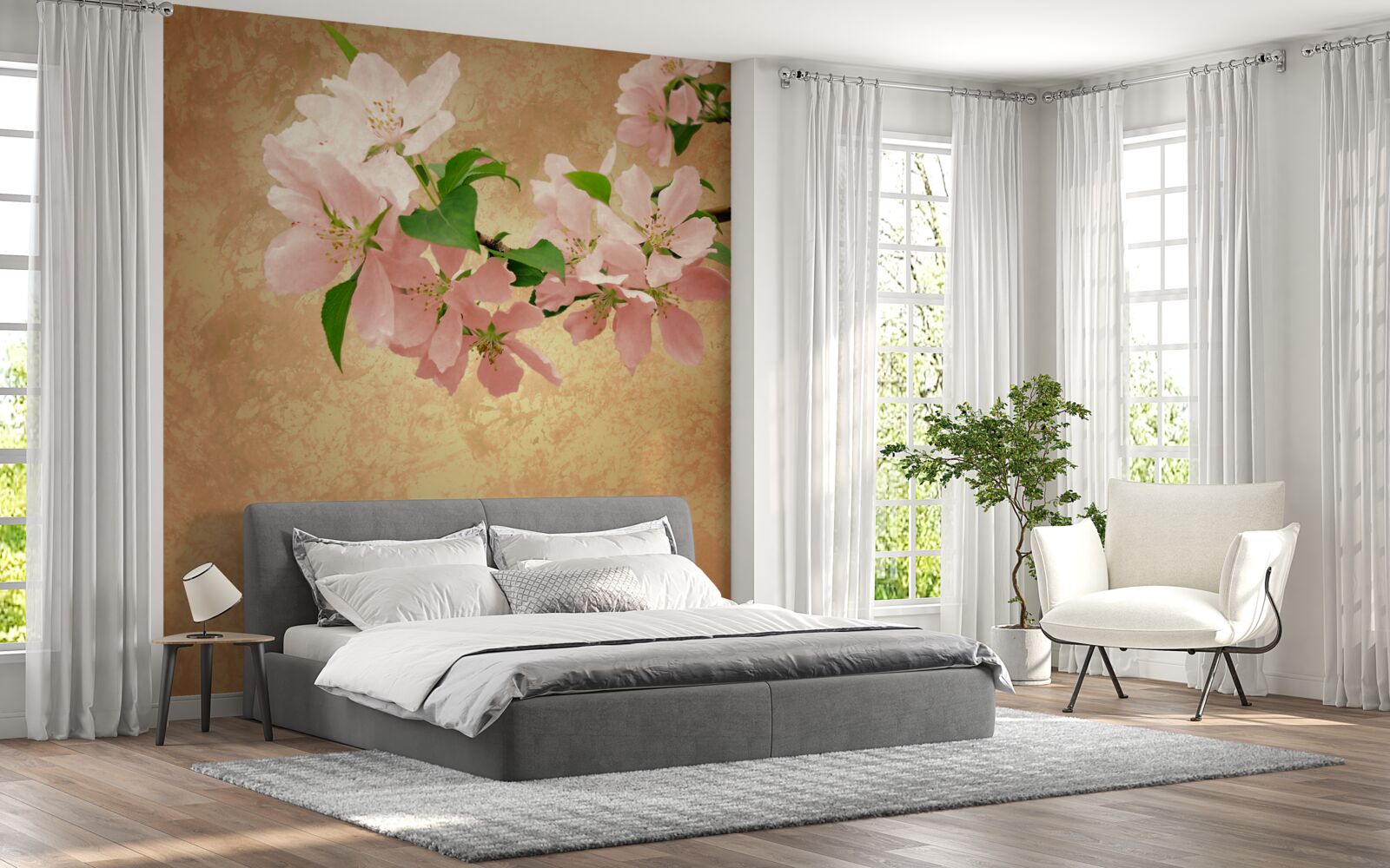 Fotobehang jonge delicate sakurabloemen