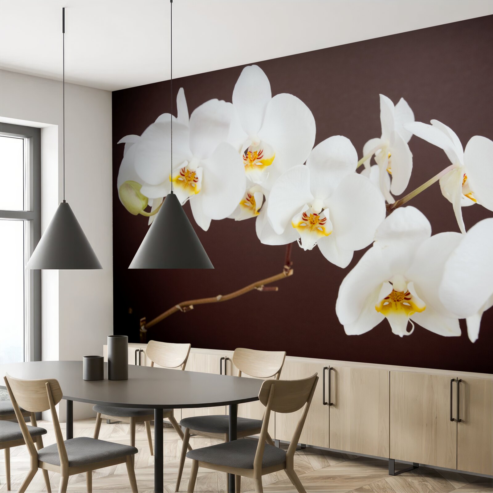 Fotobehang witte jonge boom bloemen