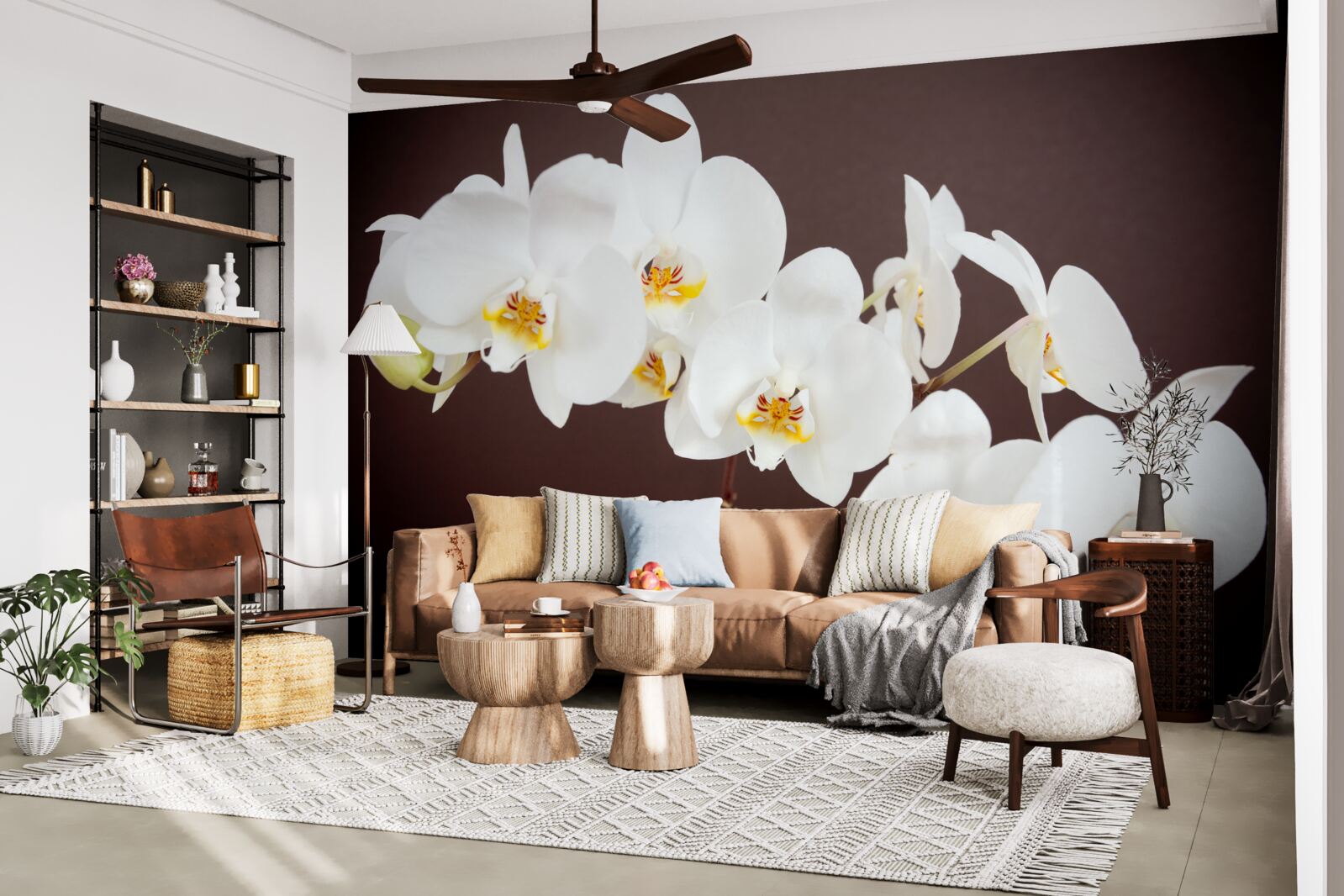 Fotobehang witte jonge boom bloemen