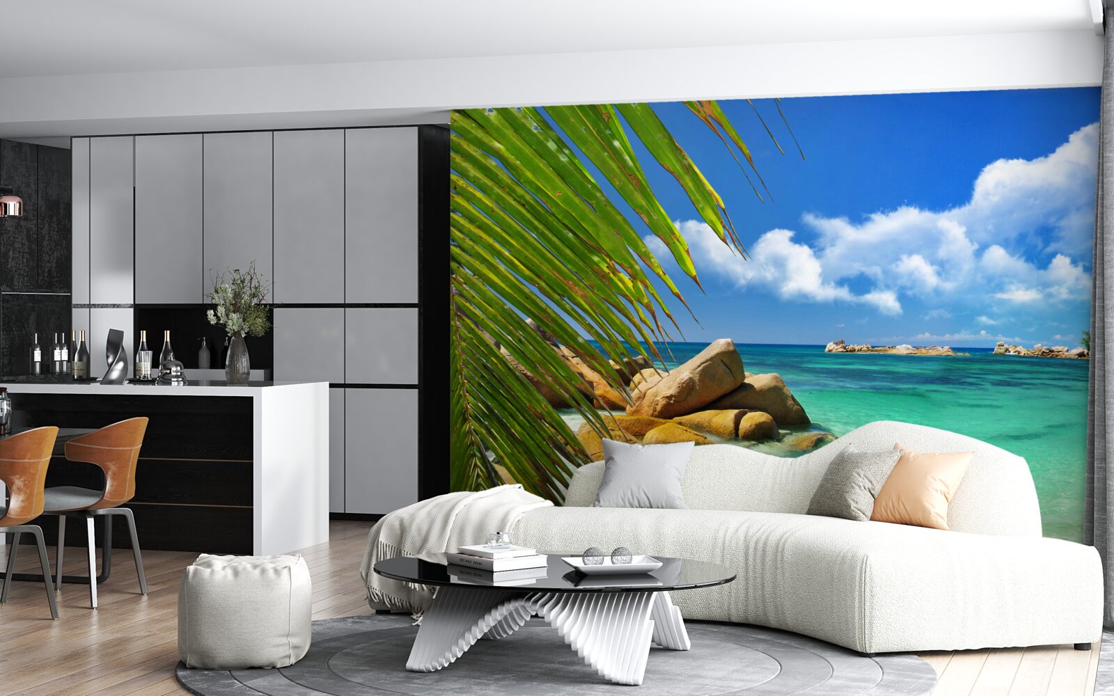 Fotobehang tropisch strand aan een turquoise zee