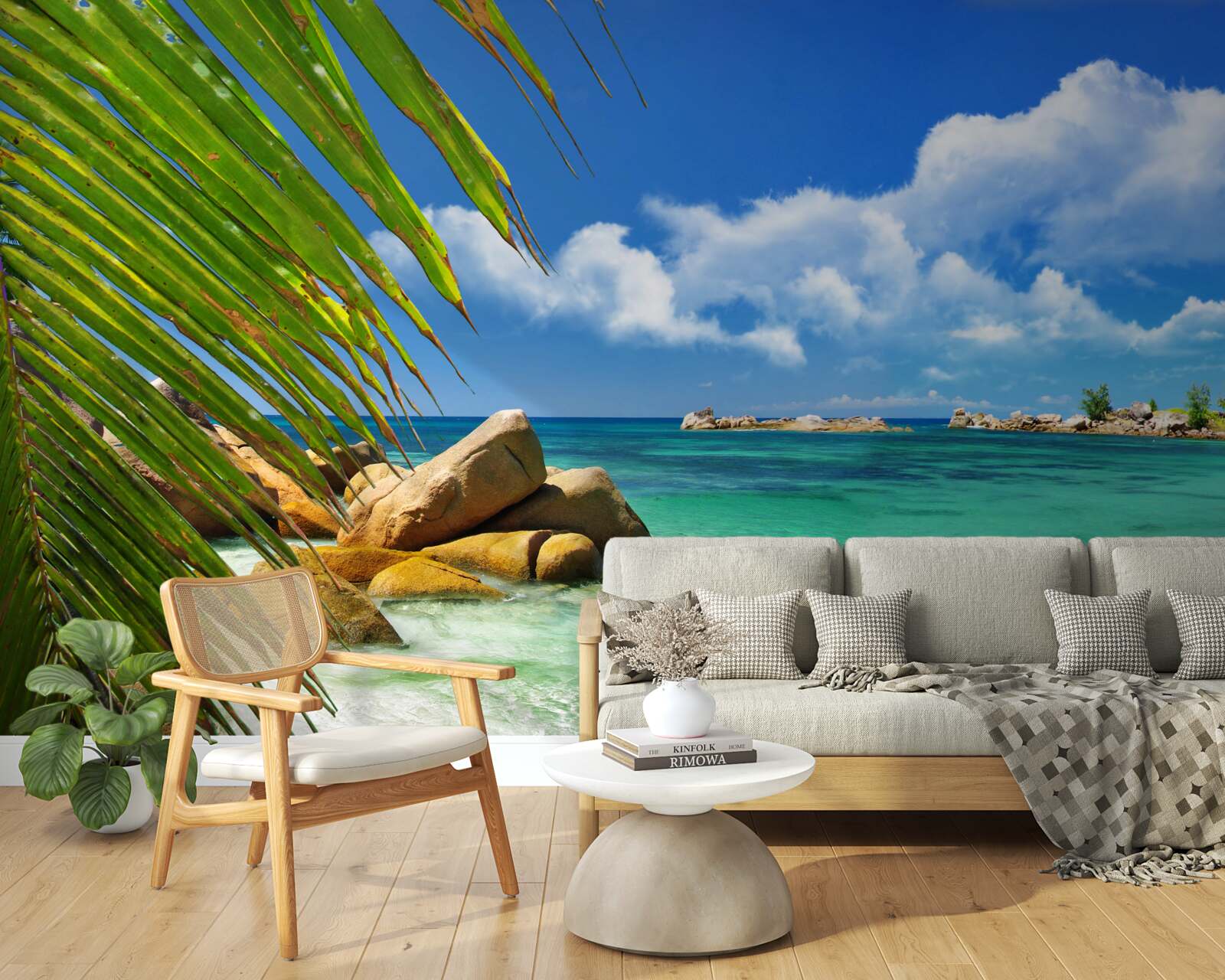 Fotobehang tropisch strand aan een turquoise zee