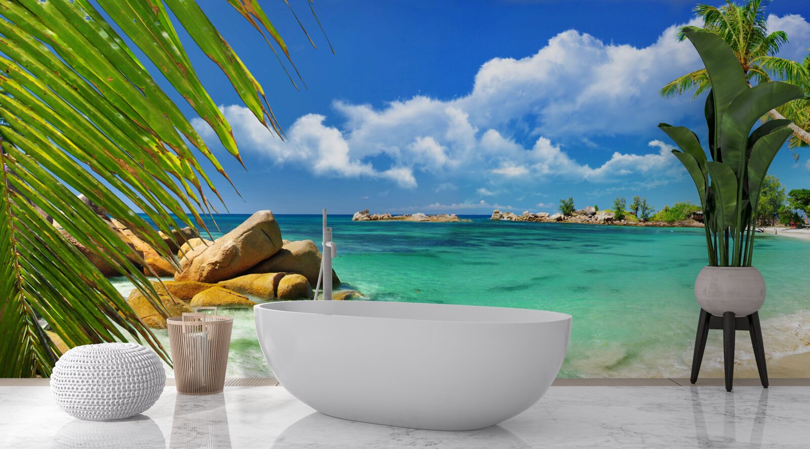 Fotobehang tropisch strand aan een turquoise zee