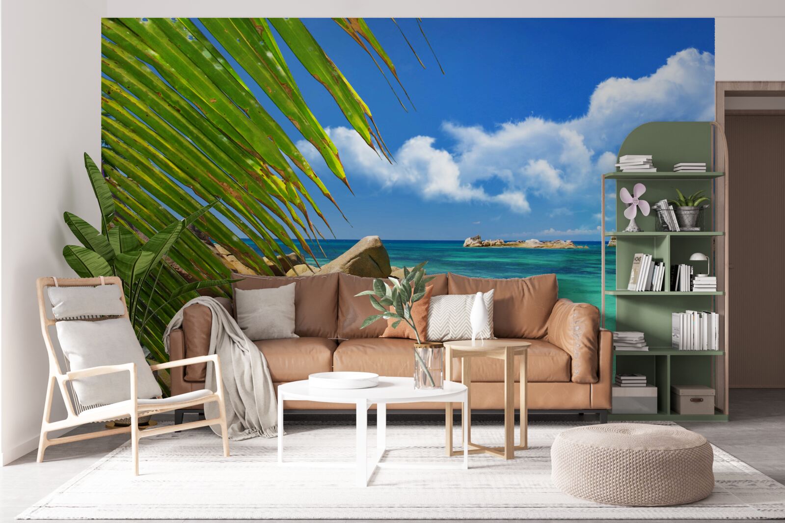Fotobehang tropisch strand aan een turquoise zee