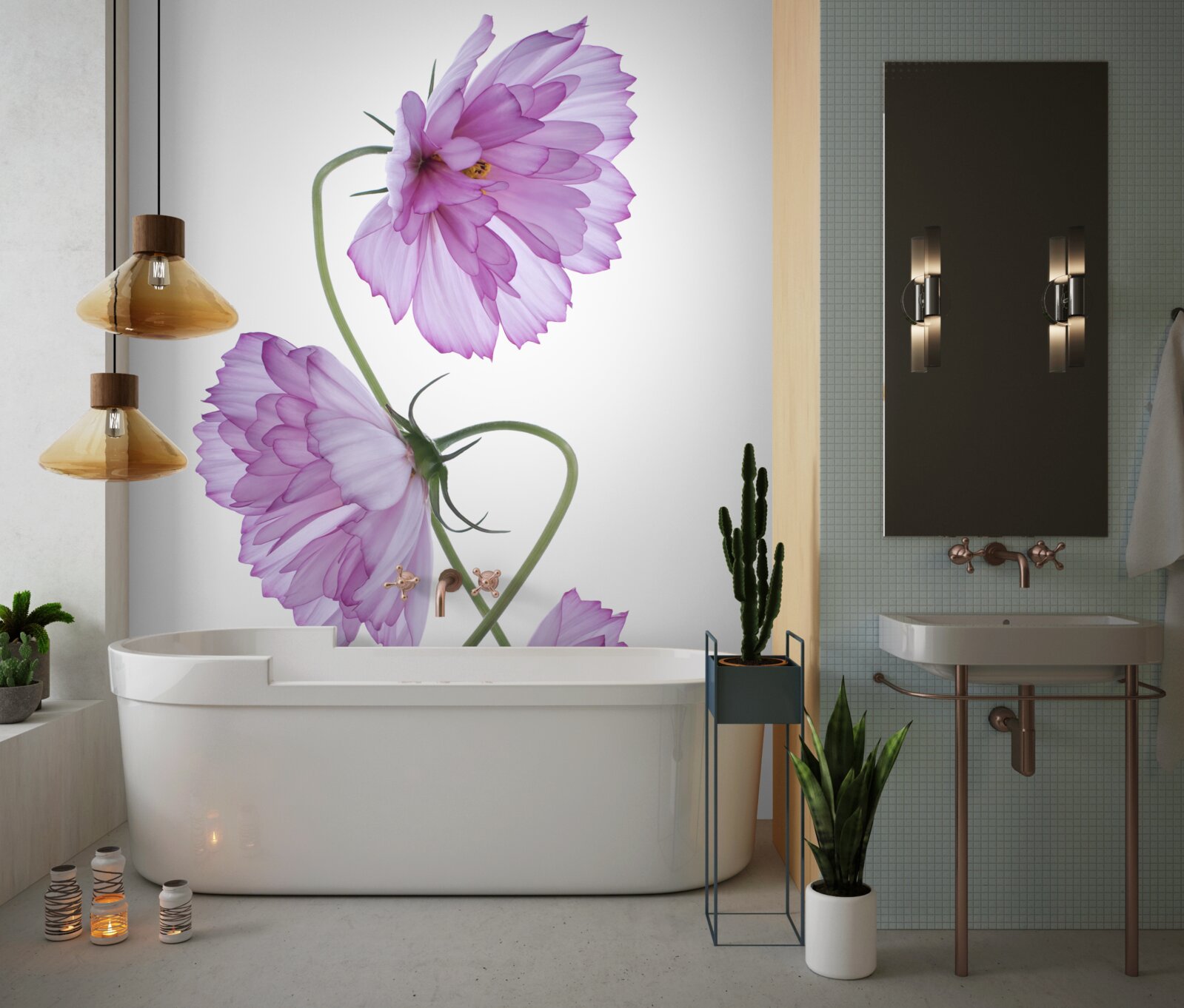 Fotobehang gekrulde seringen knoppen