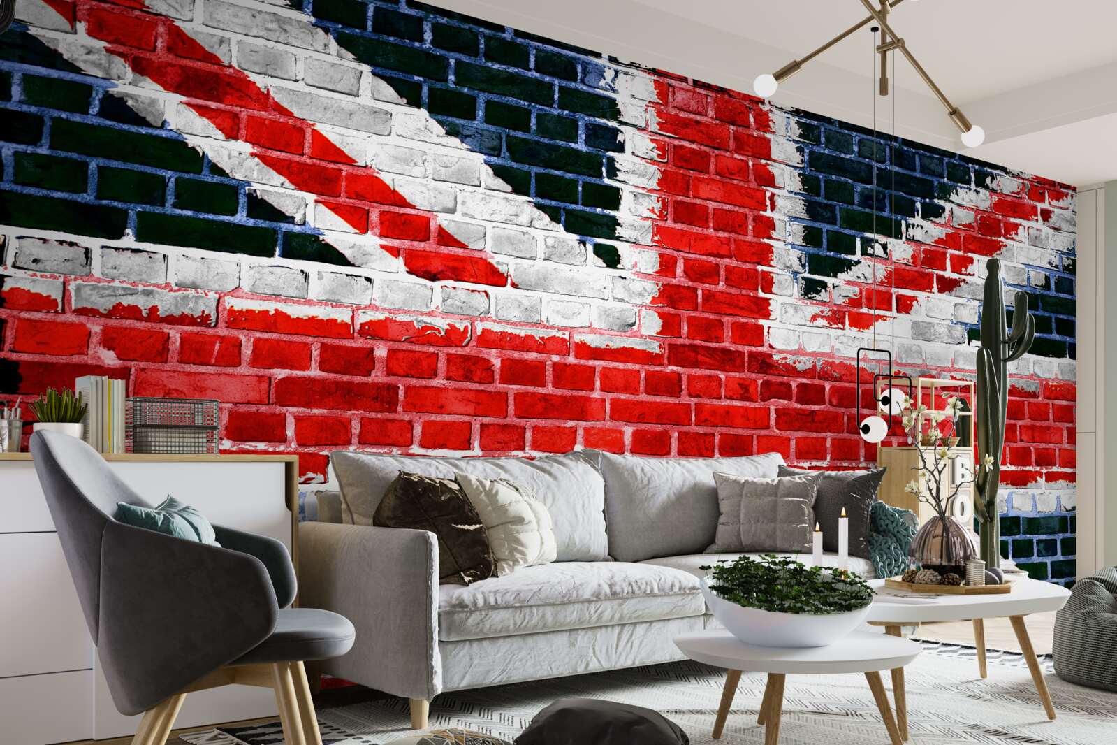 Fotobehang vlag van engeland op een bakstenen muur