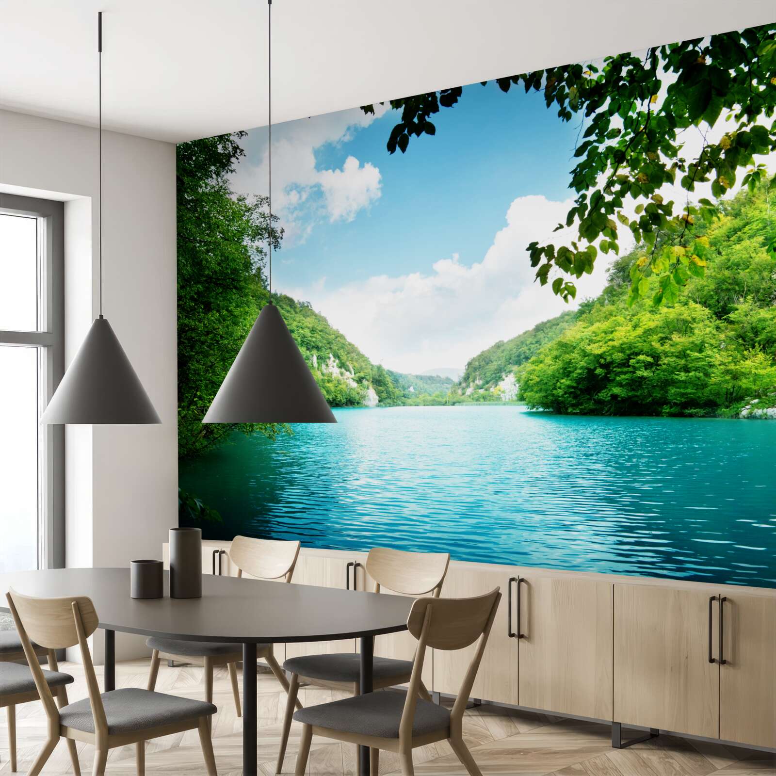 Fotobehang azuurblauwe wateren en smaragdgroene eilanden