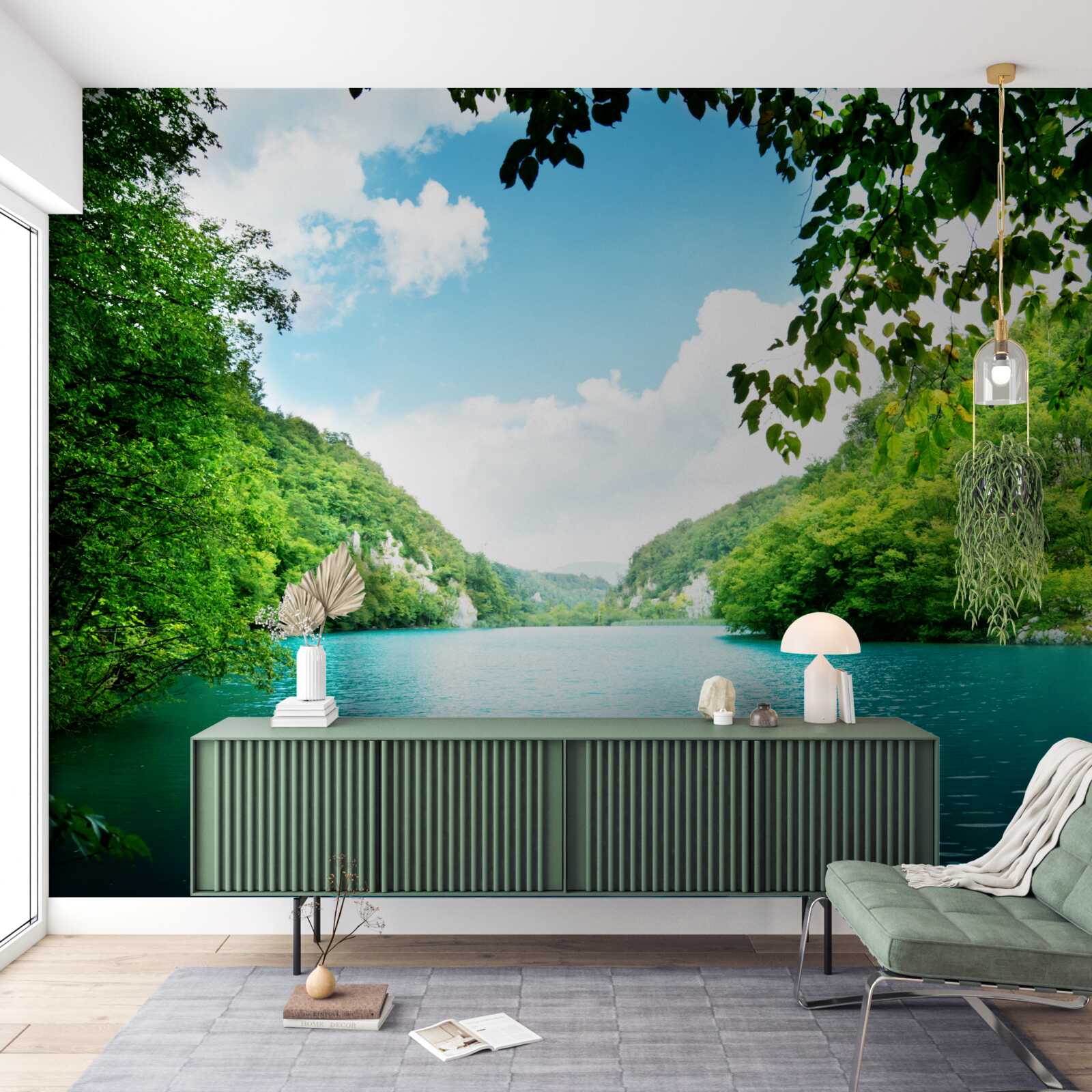 Fotobehang azuurblauwe wateren en smaragdgroene eilanden