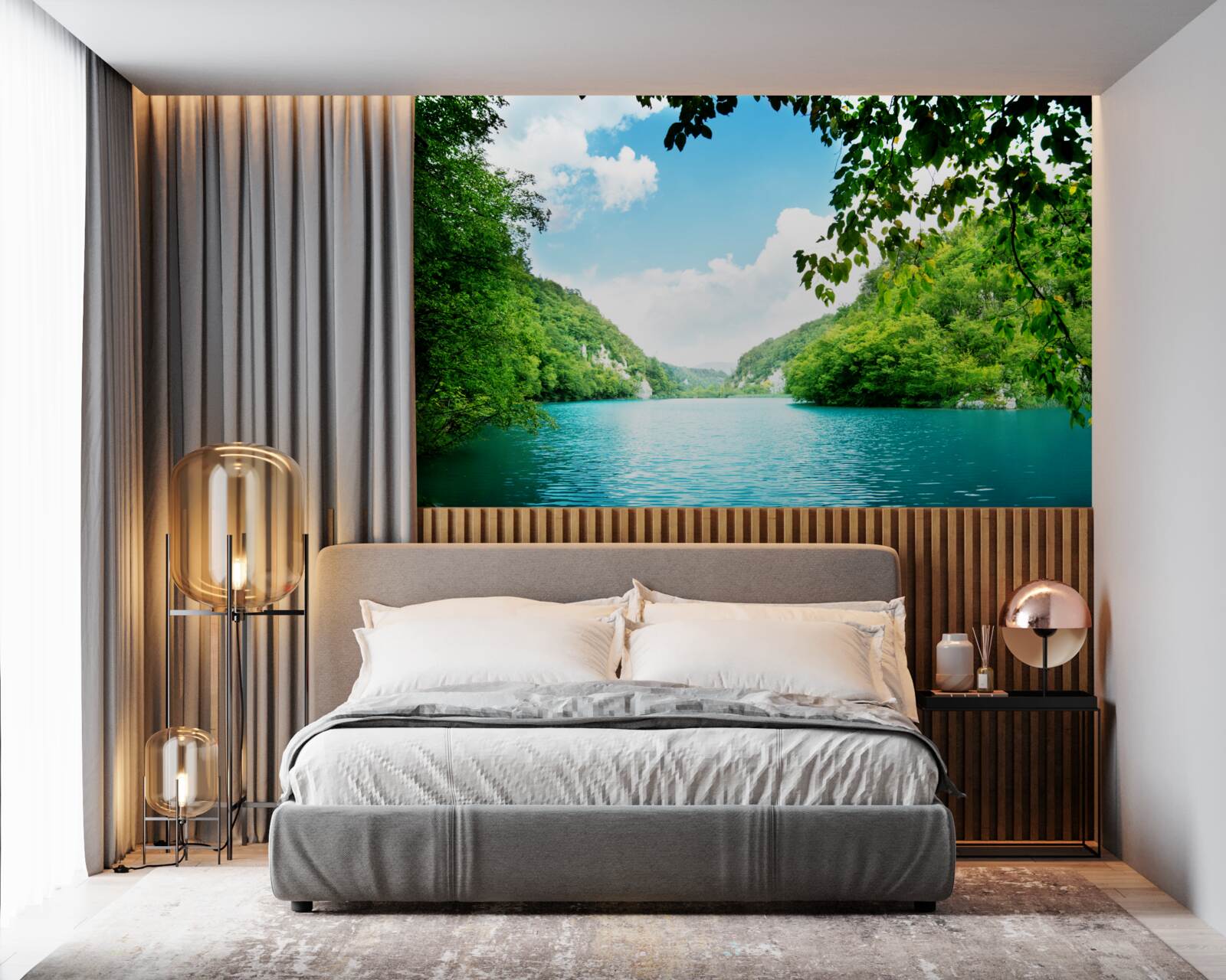 Fotobehang azuurblauwe wateren en smaragdgroene eilanden