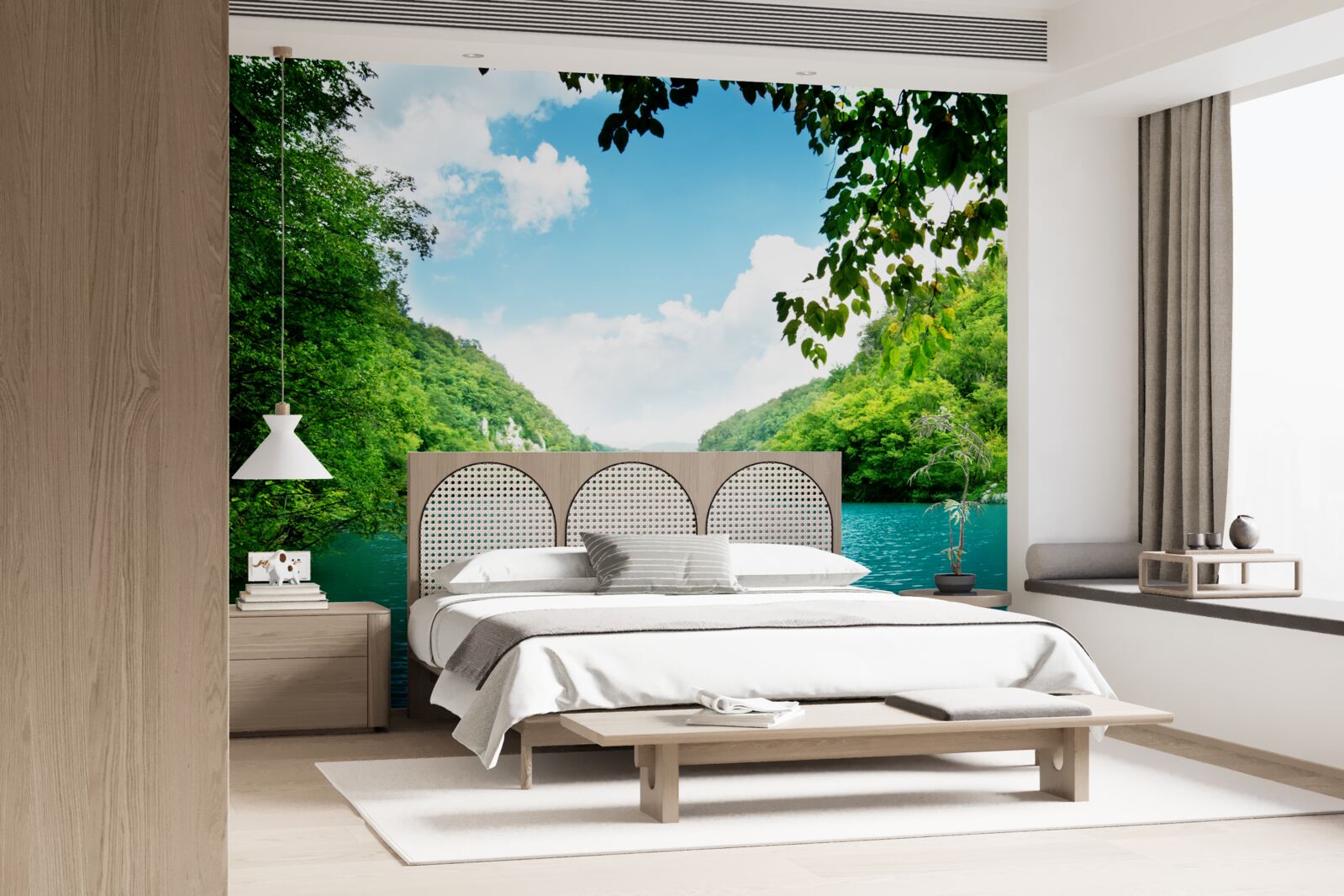 Fotobehang azuurblauwe wateren en smaragdgroene eilanden