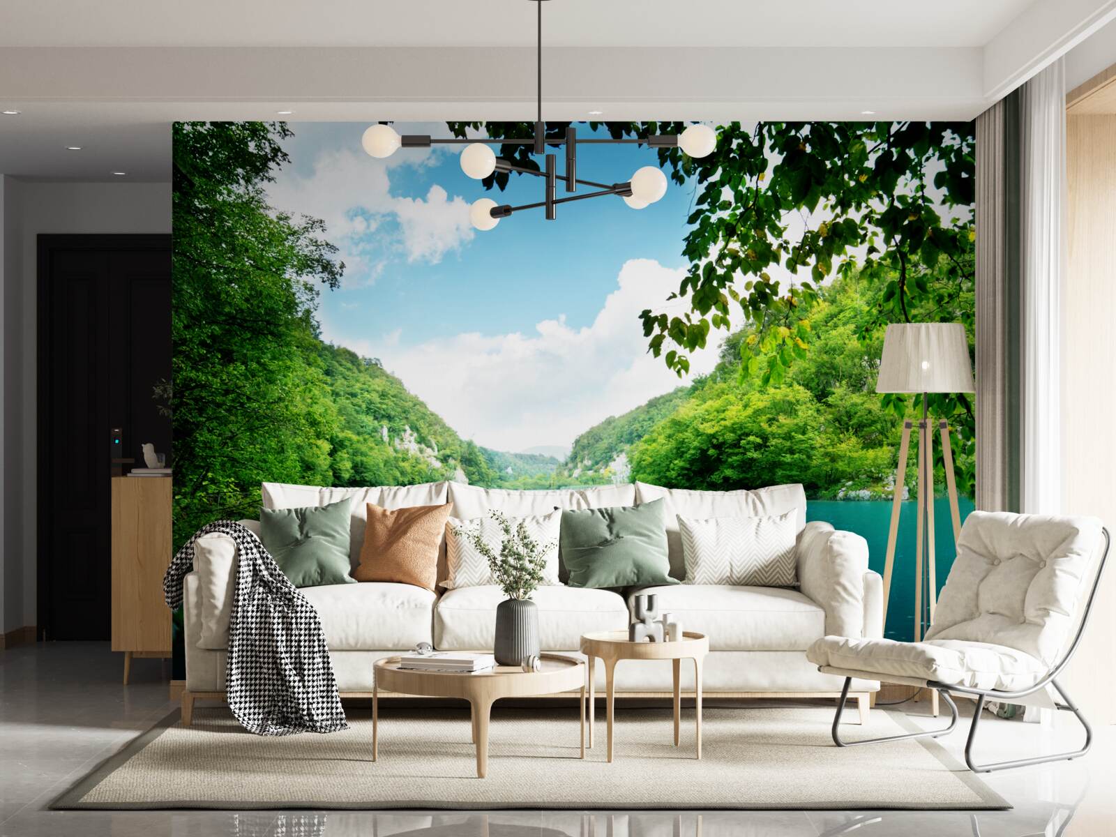 Fotobehang azuurblauwe wateren en smaragdgroene eilanden