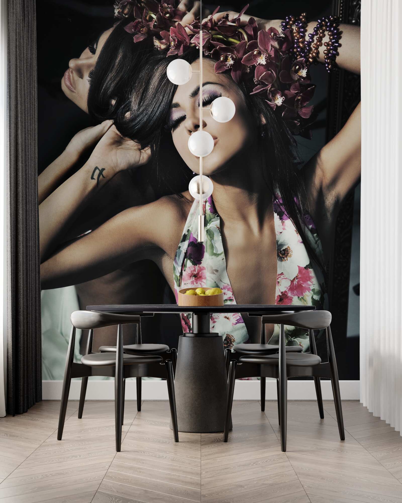 Fotobehang meisje wordt gefotografeerd in de reflectie van een spiegel