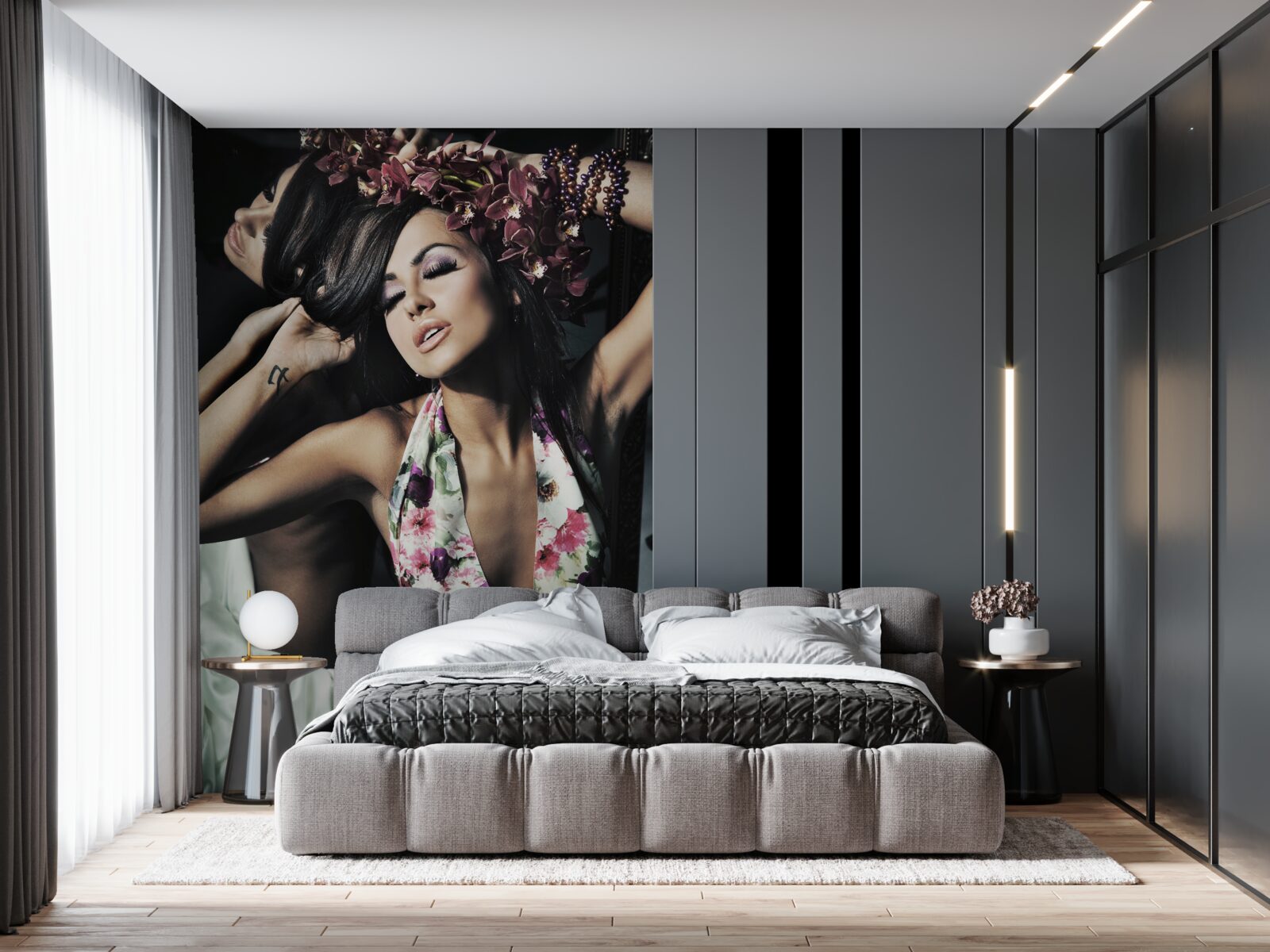 Fotobehang meisje wordt gefotografeerd in de reflectie van een spiegel