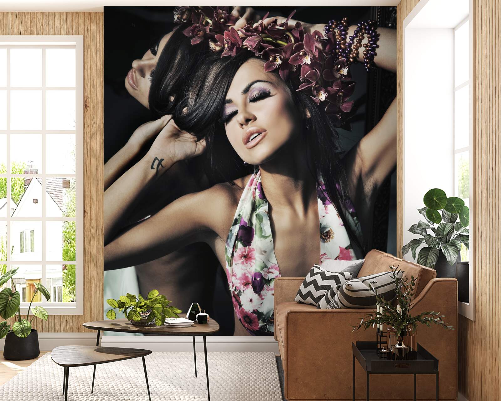 Fotobehang meisje wordt gefotografeerd in de reflectie van een spiegel