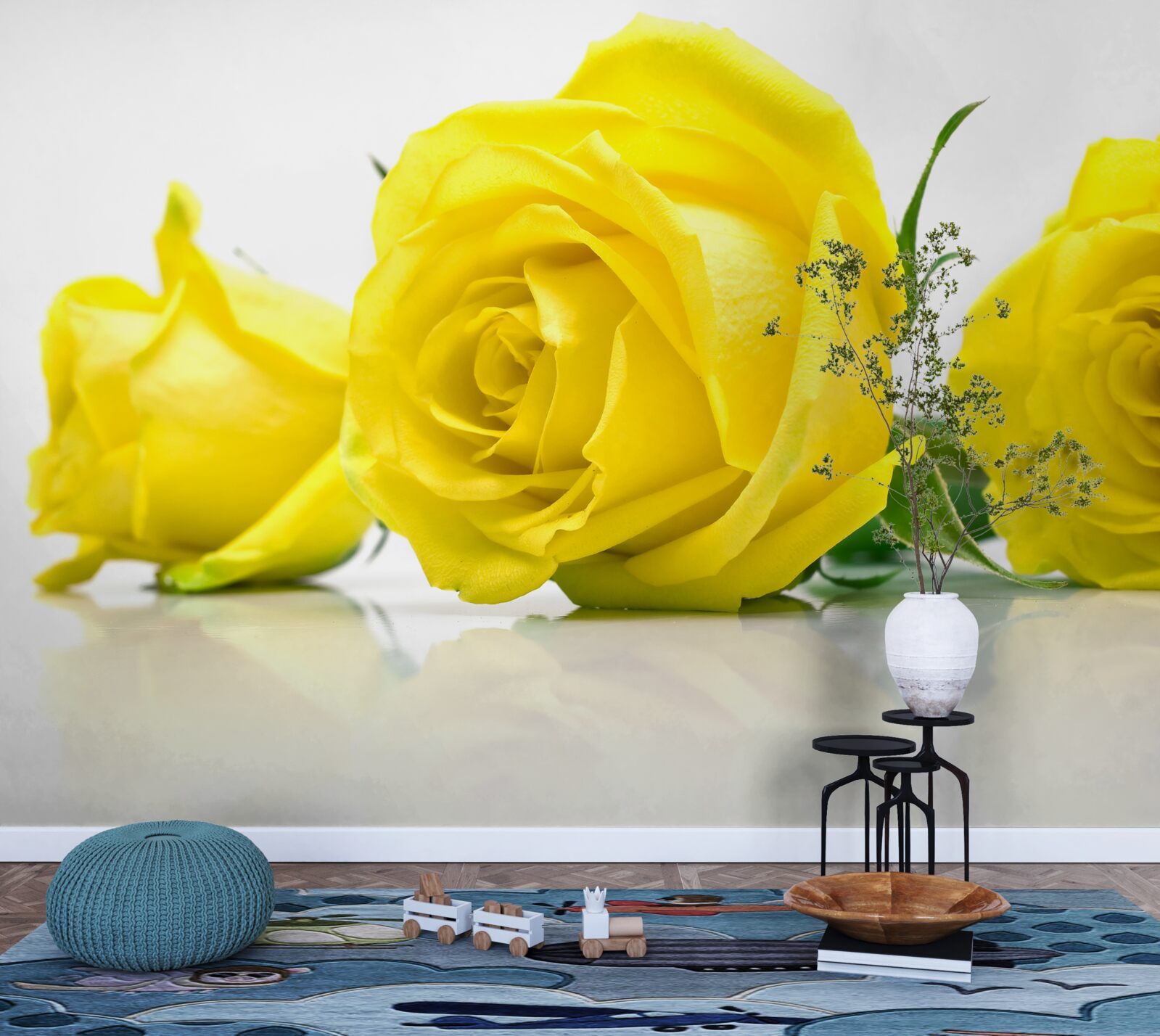 Fotobehang drie mooie gele rozen