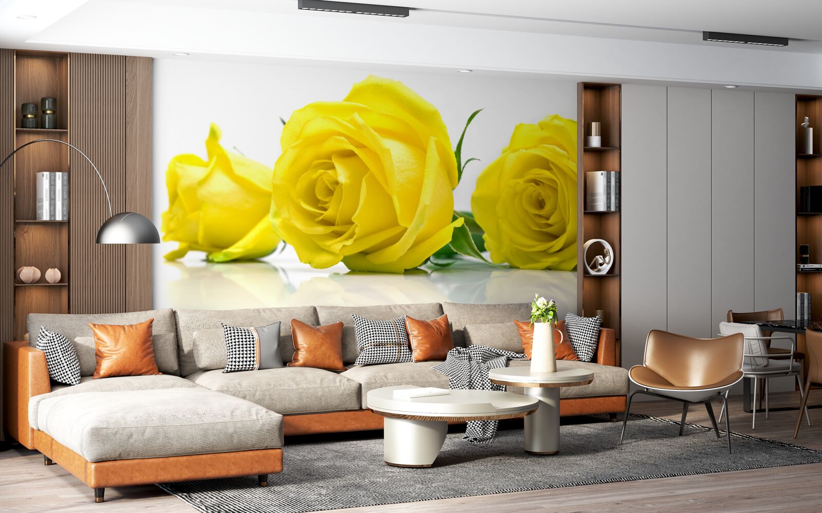 Fotobehang drie mooie gele rozen