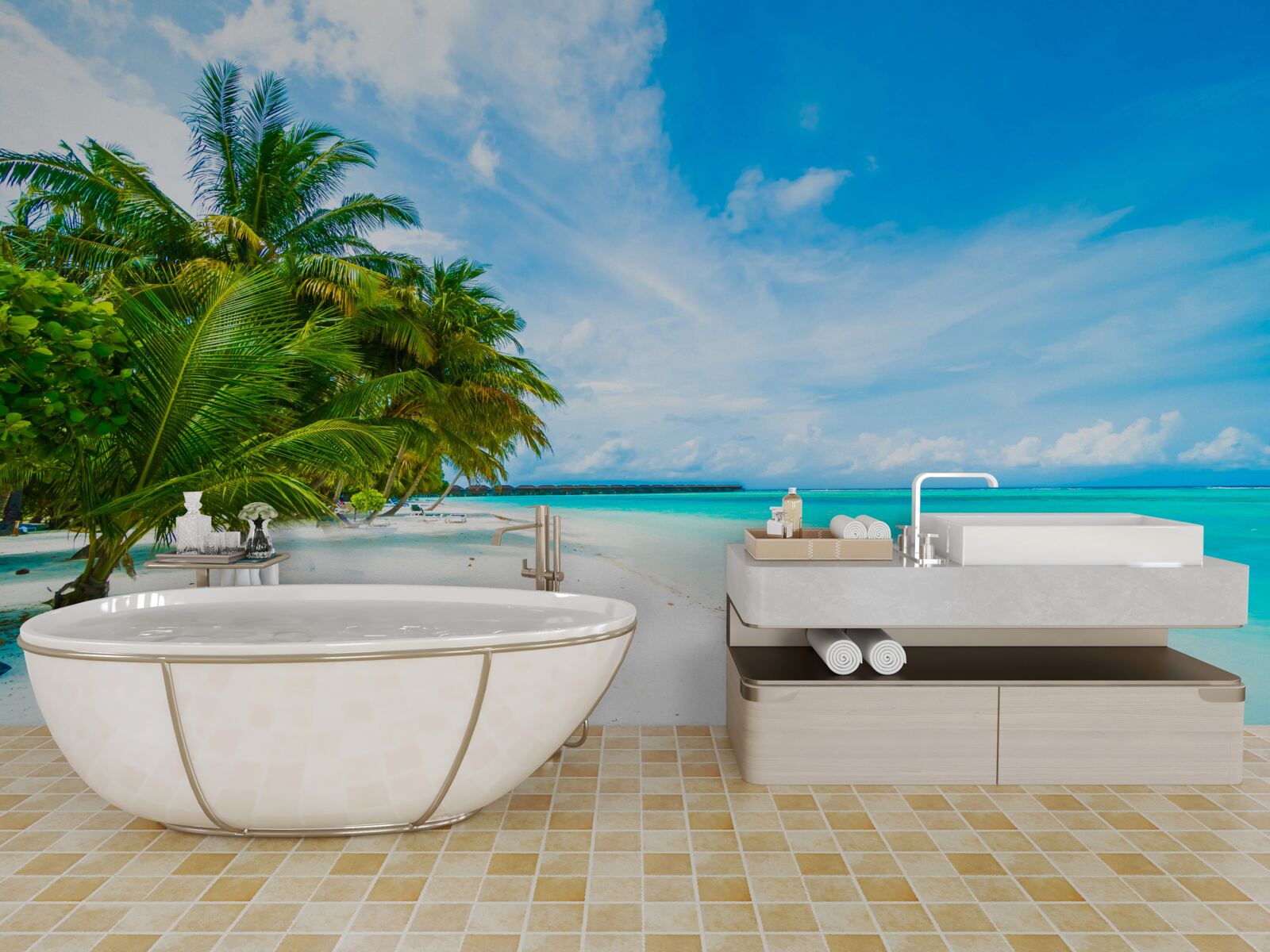 Fotobehang zandstranden en turquoise oceaanwater