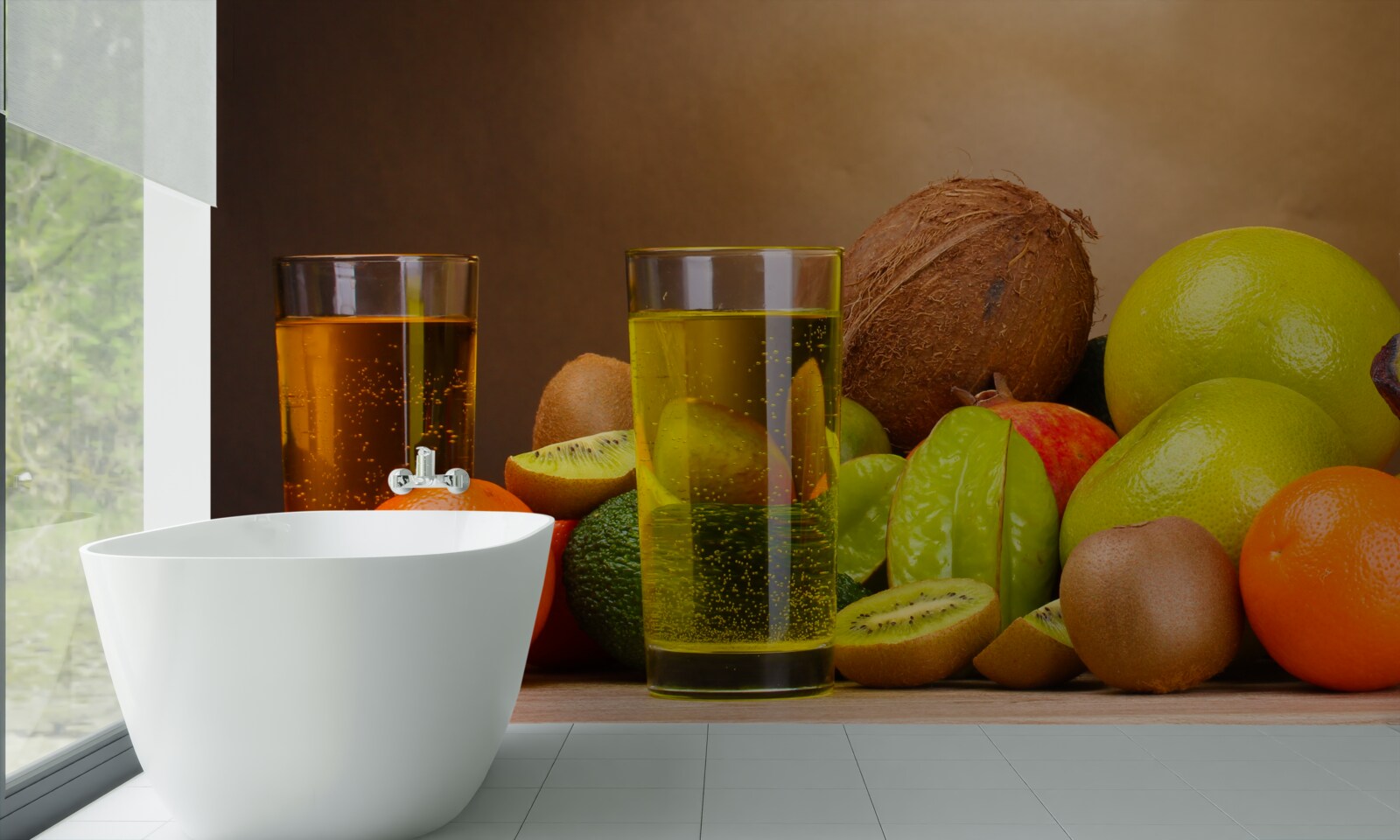 Fotobehang gekoelde dranken op basis van exotisch fruit