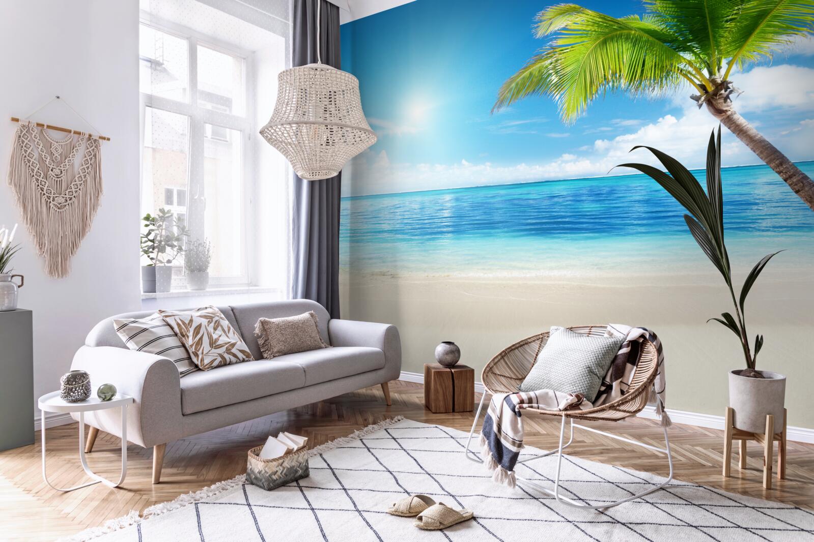 Fotobehang heldere zonnige dag aan de kust in de tropen