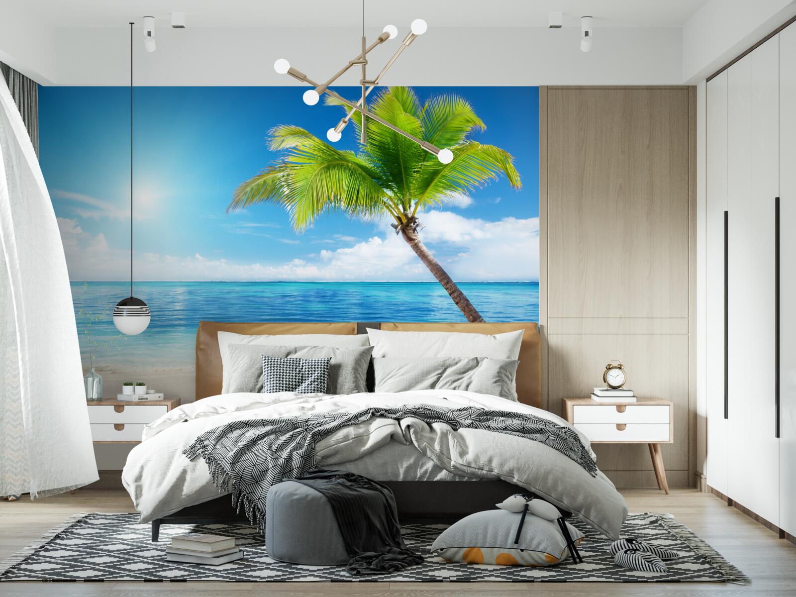 Fotobehang heldere zonnige dag aan de kust in de tropen