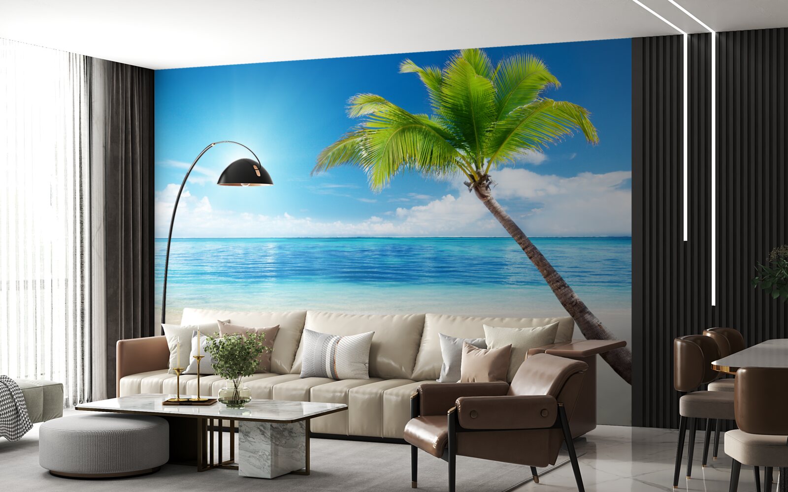 Fotobehang heldere zonnige dag aan de kust in de tropen