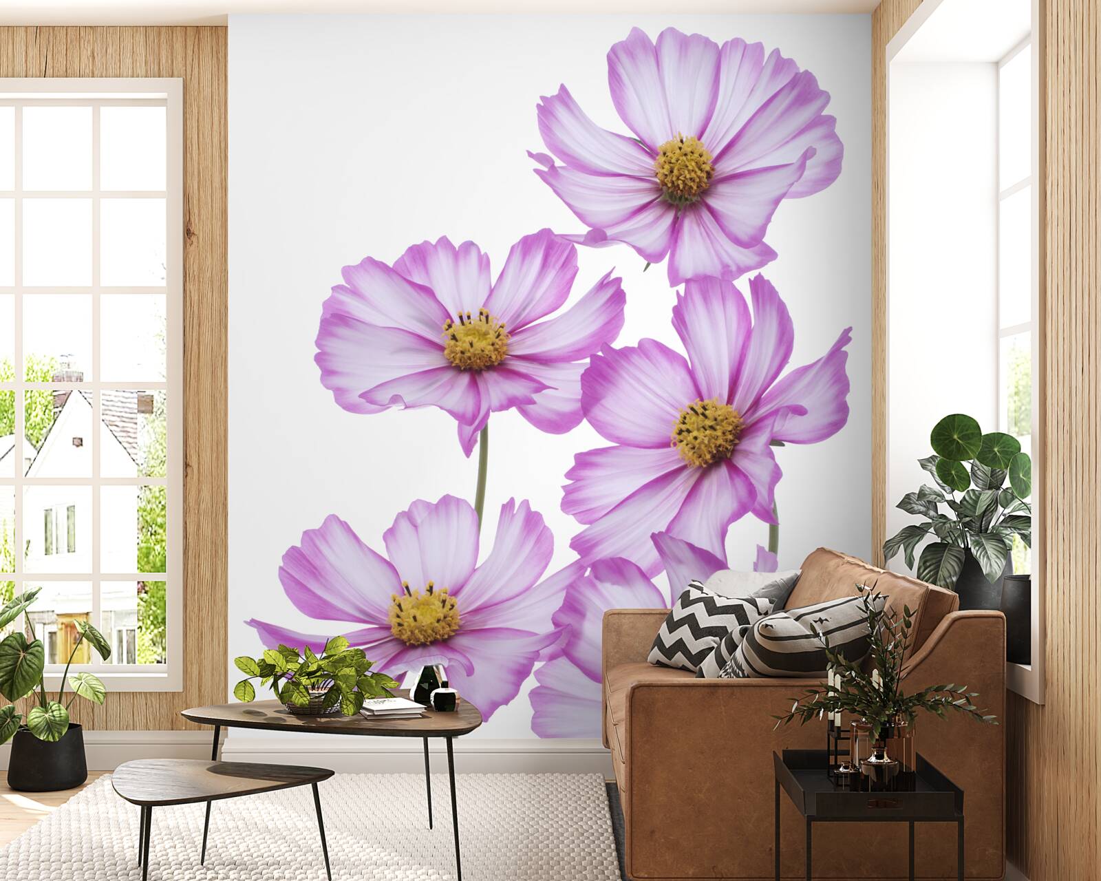 Fotobehang sierlijke seringbloesems in een weiland