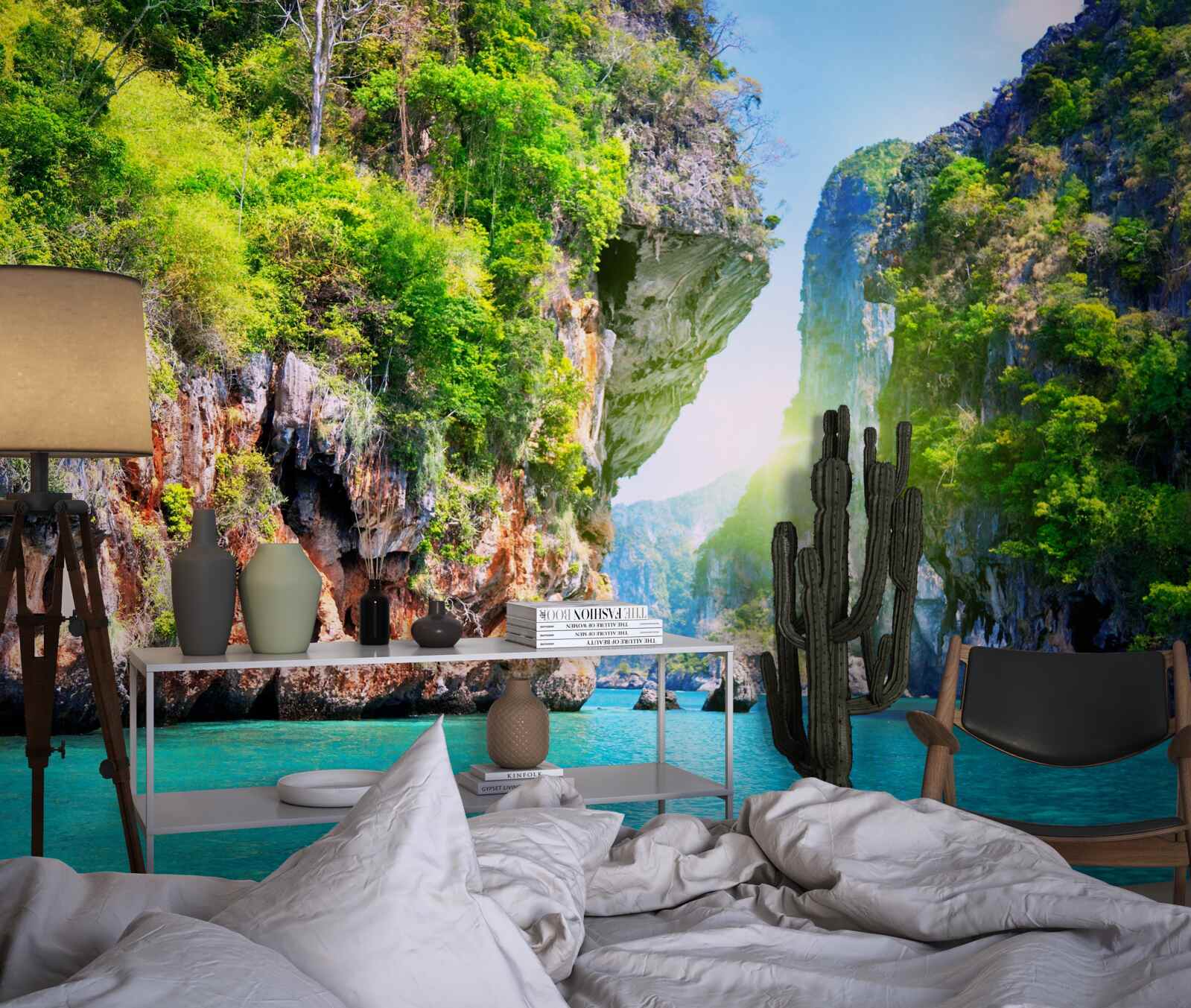 Fotobehang groene thaise drijvende eilanden